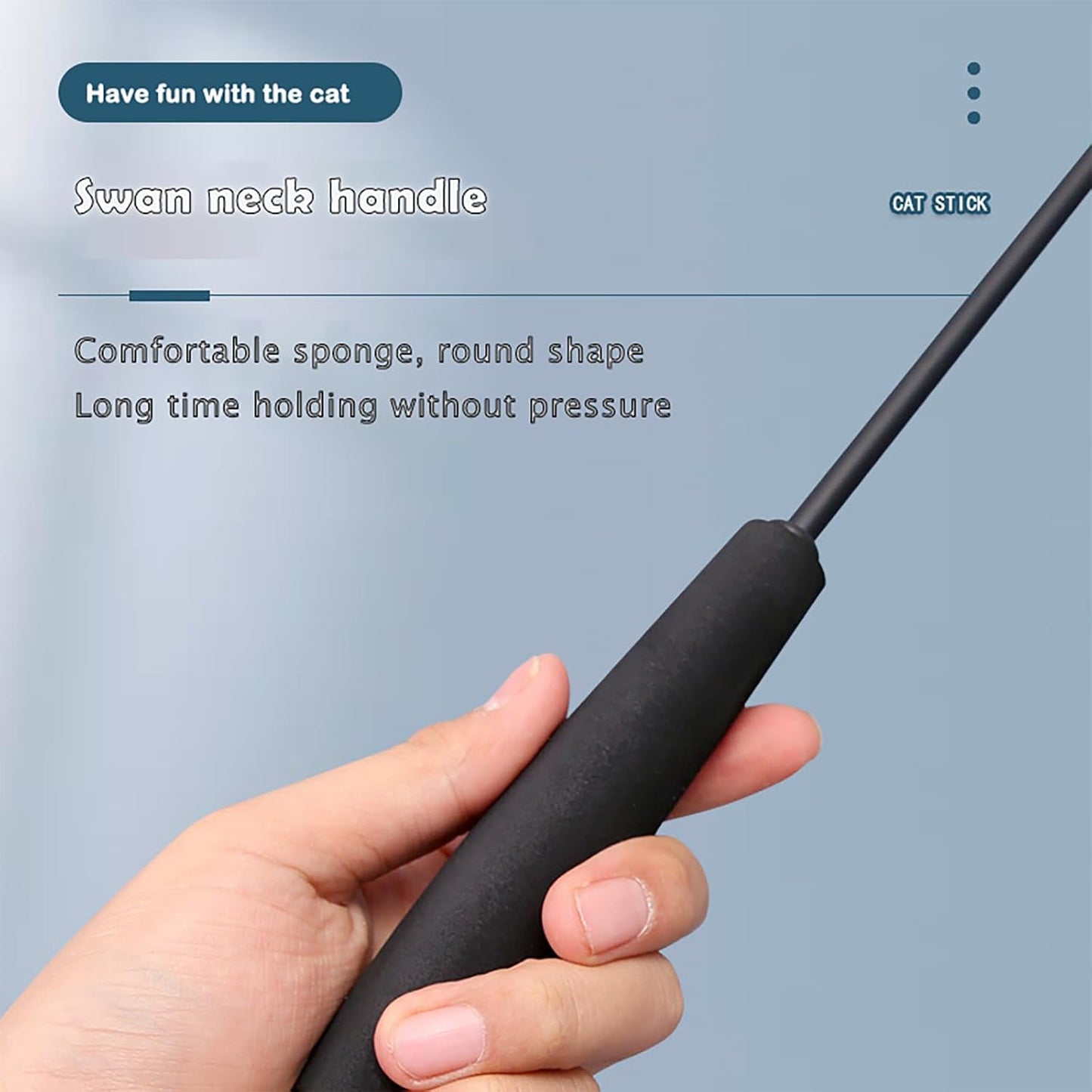 Interactive Cat Wand Toy with Cat Dancer, Retractable Feather Fox Tail Teaser for Indoor Cats, Enrichment Play Kittens to Senior Cats (Soft Pink)