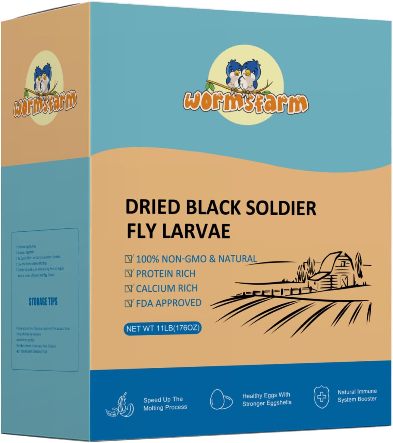 11LB Dried Black Soldier Fly Larvae,Chicken Feed More Calcium Than Mealworms for Chickens,Laying Hens,Blue Birds