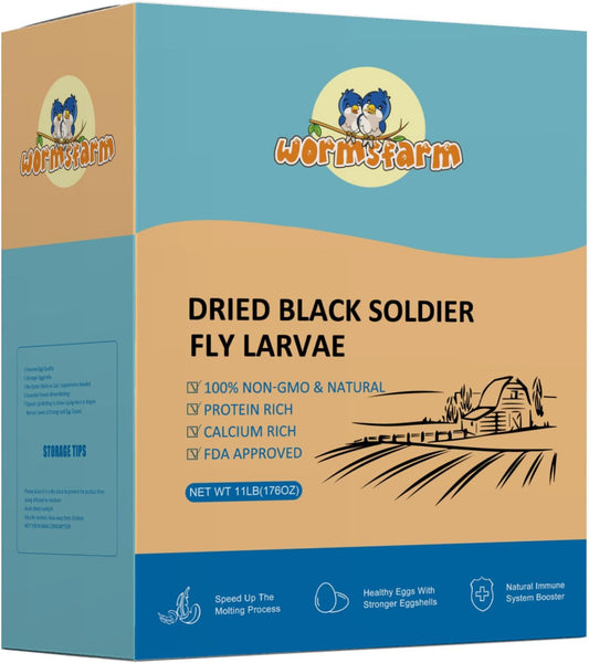 11LB Dried Black Soldier Fly Larvae,Chicken Feed More Calcium Than Mealworms for Chickens,Laying Hens,Blue Birds