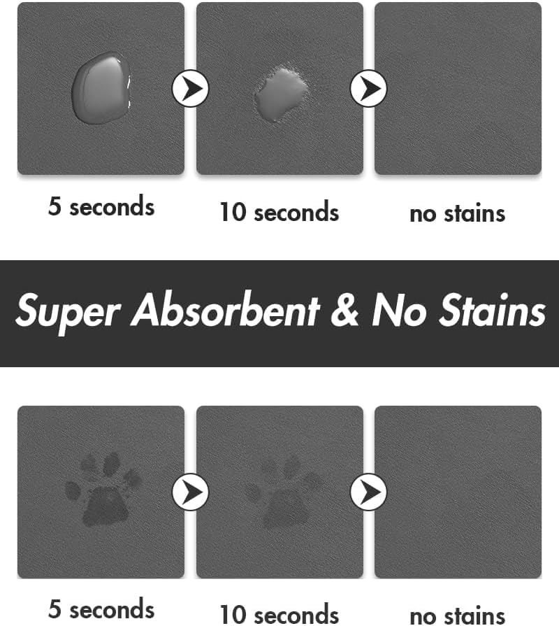 Absorbent Dog Water Mat-Dog Mat for Food and Water Bowl, Quick Dry Pet Feeding Mat, No Stains Dog Food mat, Dog Accessories Pet Supplies Mat-Dog Water Bowl Mat for Messy Drinkers
