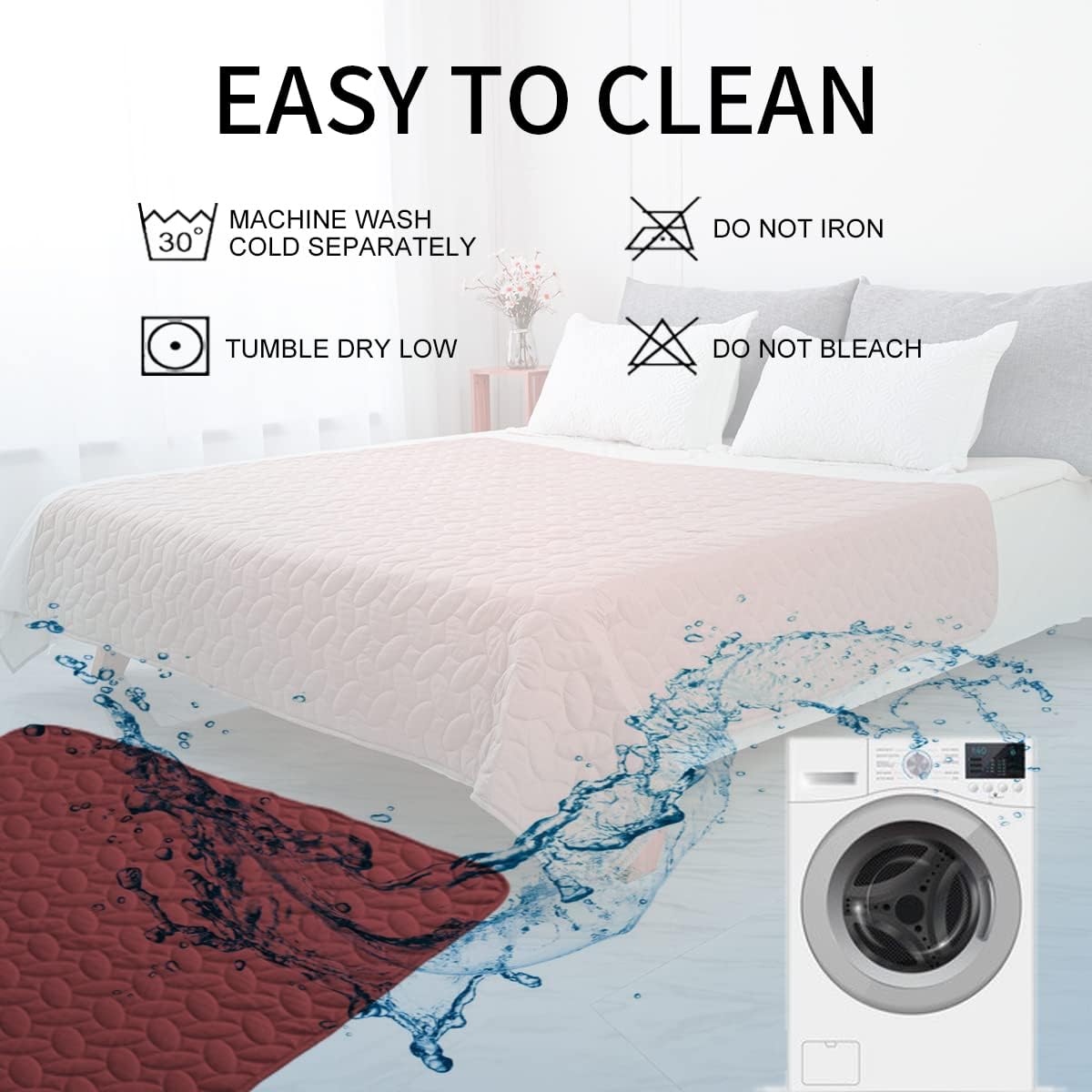 Ameritex Pet Bed Cover Dog Bed Blanket for Sofa and Furniture Waterproof New Pattern Design (40x50 Inch, Burgundy)