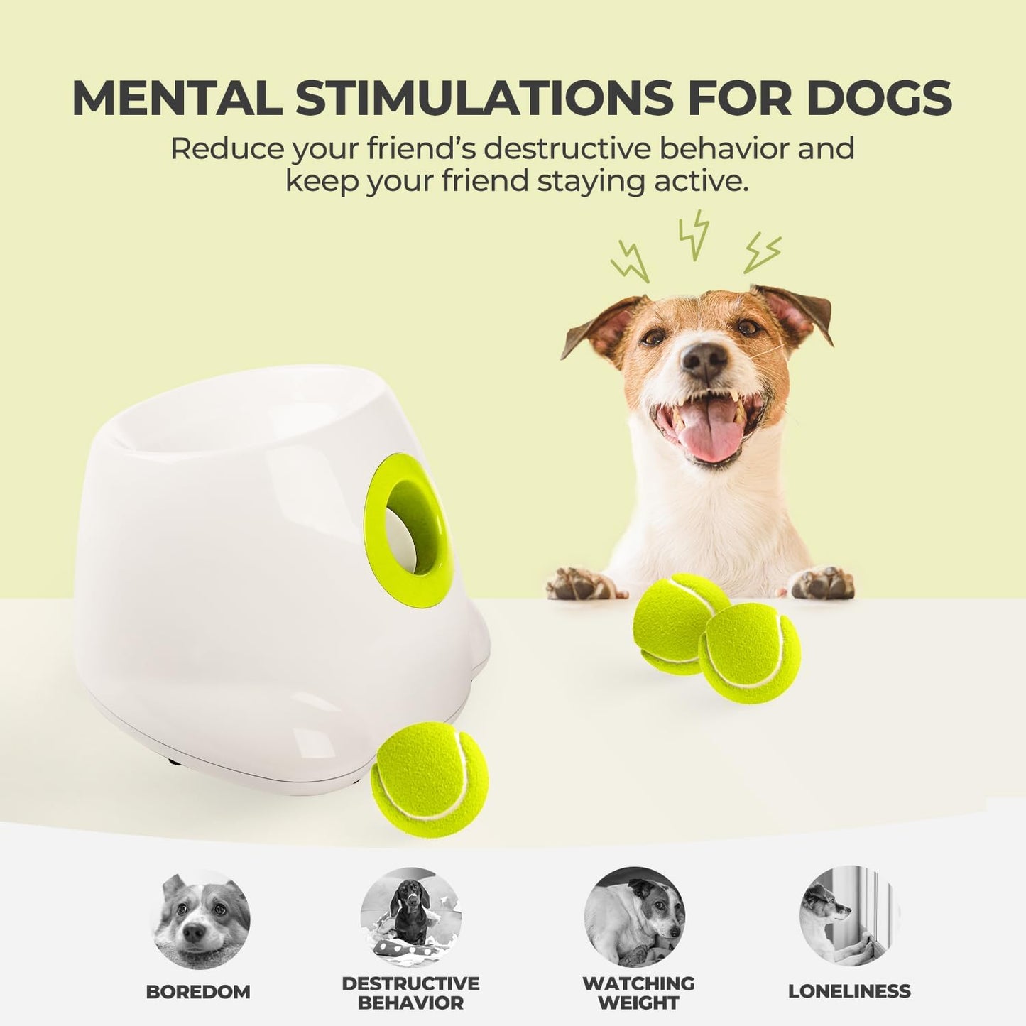 ALL FOR PAWS Original Dog Automatic Ball Launcher for Small and Medium Dogs, Interactive Dog Tennis Ball Throwing Machine, Enrichment Mental Stimulation Toys, Reduce Boredom & Stress