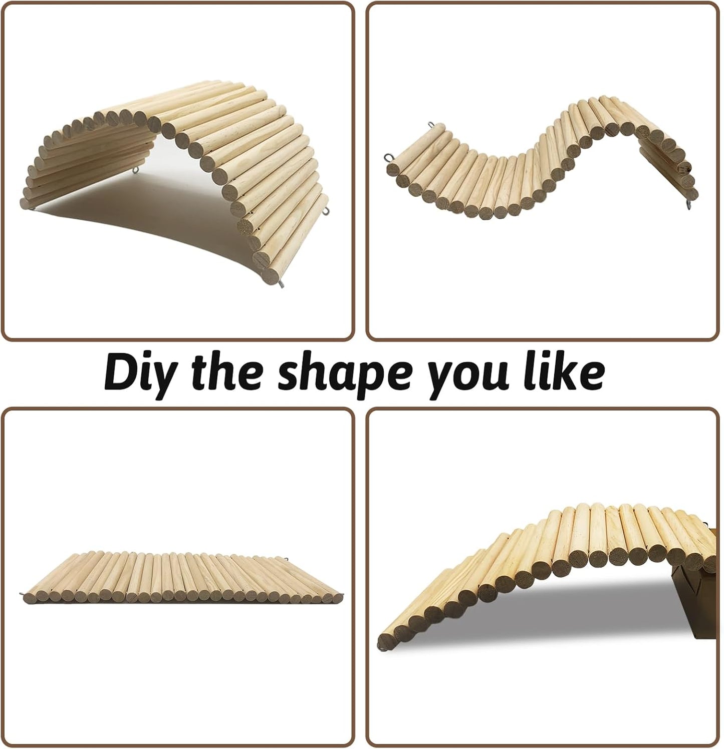 Hamiledyi 15.66 x 7.8 Inches Wooden Reptile Hideout Bearded Dragon Bendy Bridge Climbing Ladder Hiding Hut Reptiles Hide Cave Habitat Decor for Lizards Gecko Spiders Snakes Tortoise