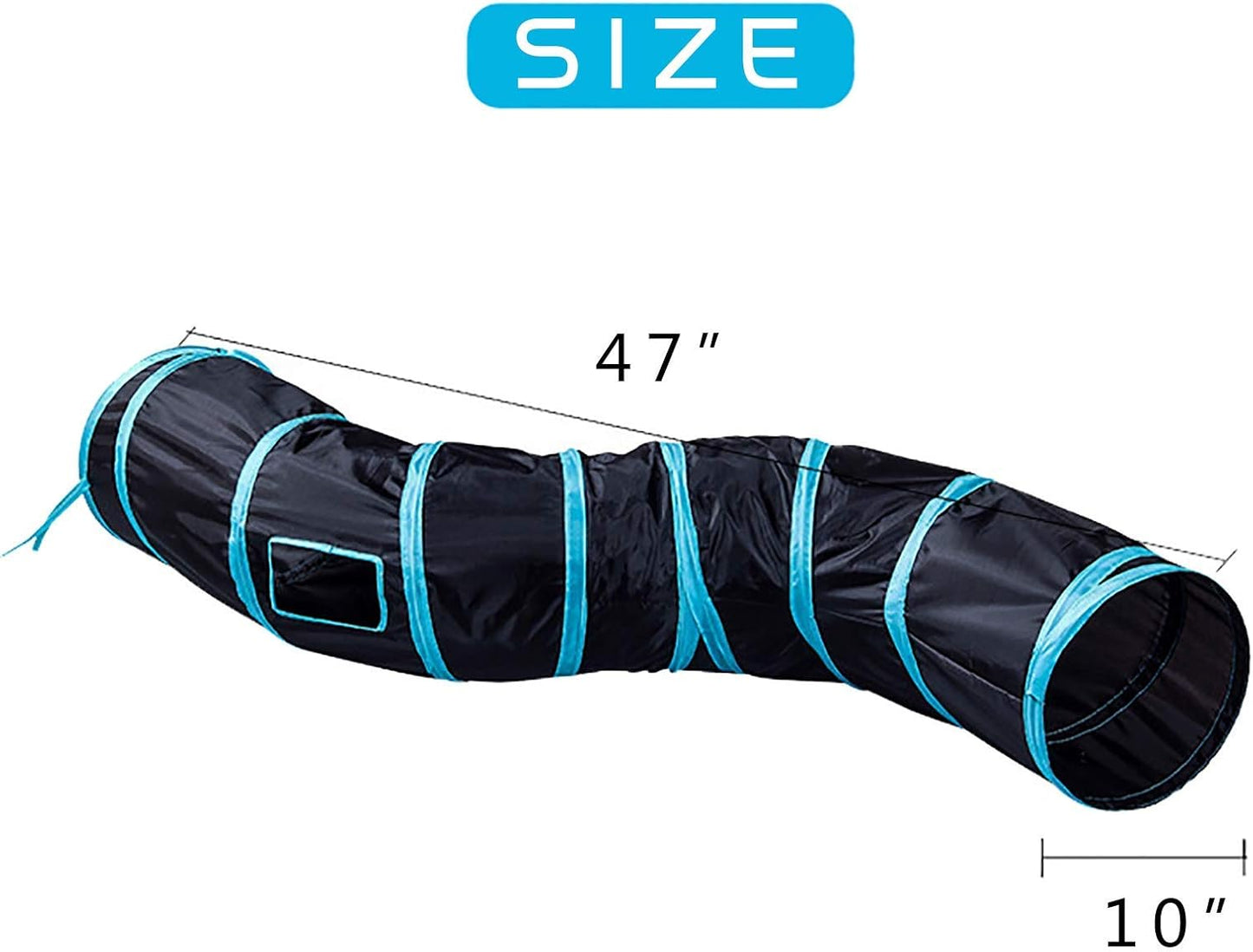 iCAGY Cat Tunnel for Indoor Cats Interactive, Rabbit Tunnel Toys, Pet Toys Play Tunnels for Cats Kittens Rabbits Puppies Crinkle Pop Up Black 47" Shape S