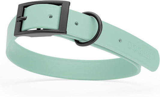 Dogline Biothane Waterproof Dog Collar Strong Coated Nylon Webbing with Black Hardware Odor- Proof for Easy Care Easy to Clean High Performance Fits Small Medium or Large Dogs, Sage Green