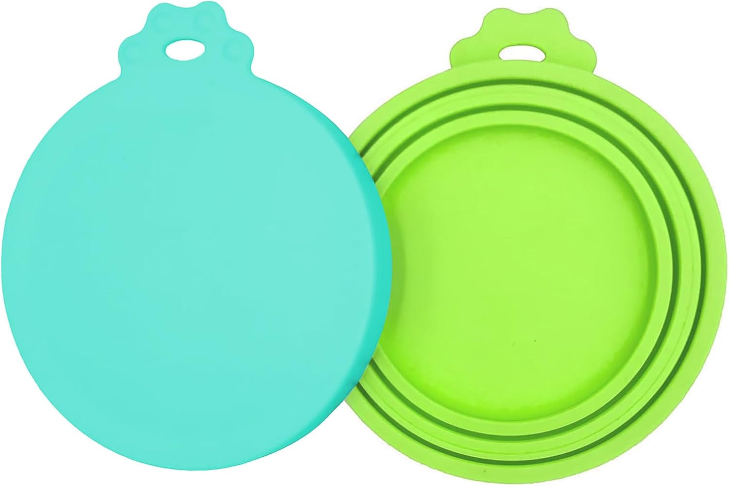 2 Pack Pet Food Cans Lids, Silicone Food Can Covers for Dog and Cat, BPA Free/Food Safe/Universal, One Fit Most Standard Size Food Can Top Teal/Green
