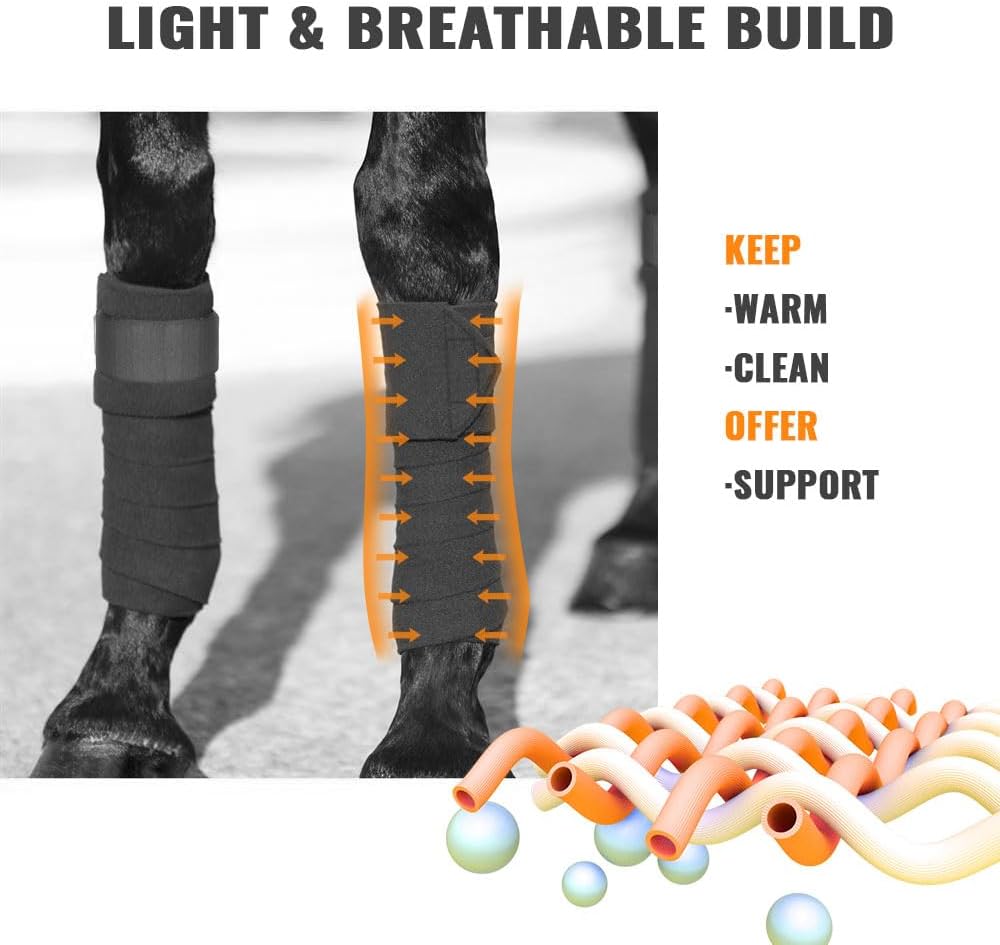 Horse Polo Leg Wraps Soft Fleece Wraps Equestrian Leg Bandage 4-Pack (Cob(8.2ft), Yellow)