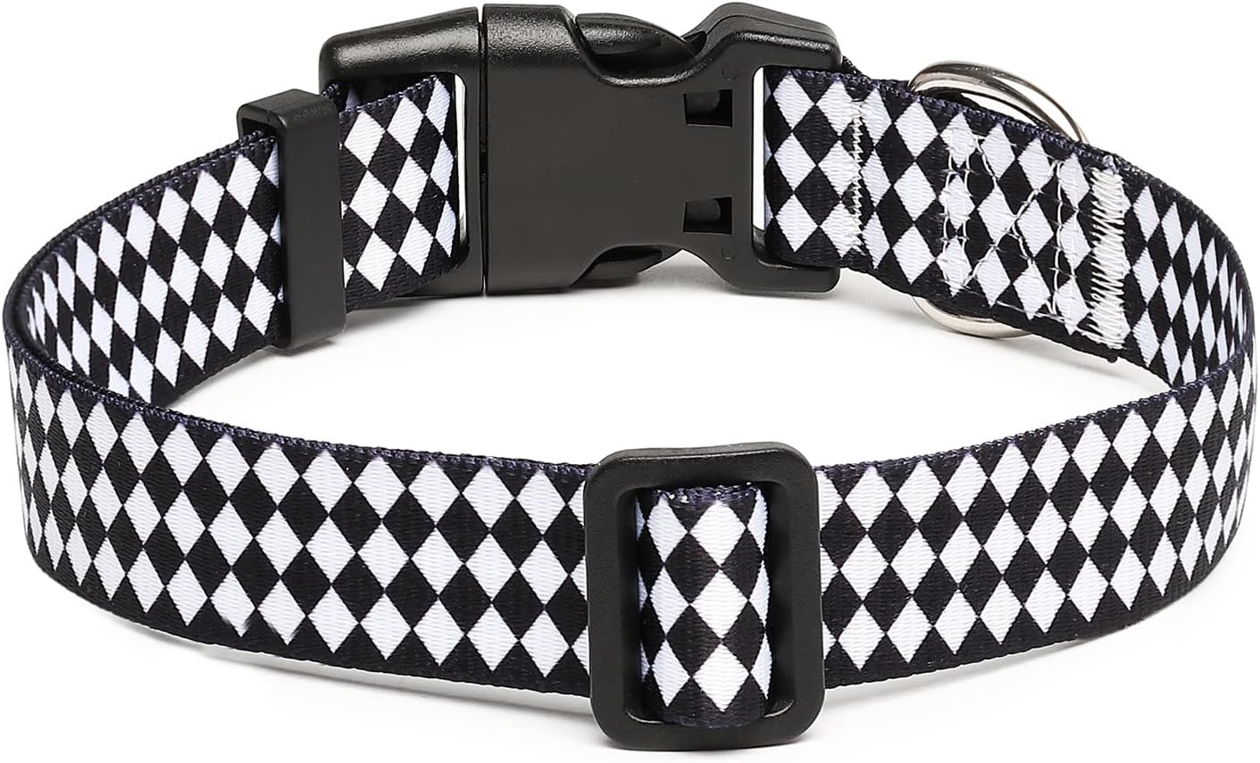 Mercano Adjustable Dog Collar - Special Design Patterns, Soft Nylon Comfortable Durable Pet Collar for Small Medium Large Dogs (L, Rhomb)