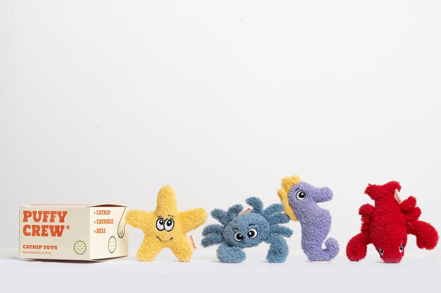 4 Pack Interactive Catnip Cat Plush Toy, Ocean Theme Set, 5'', for All Breed Size Cats (4 in 1)