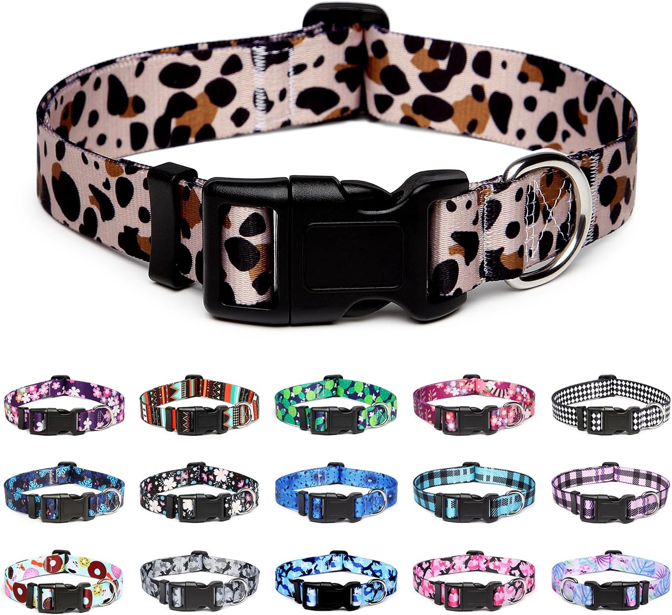 Mercano Adjustable Dog Collar - Special Design Patterns, Soft Nylon Comfortable Sturdy Pet Collar for Small Medium Large Dogs (XS, Leopard)