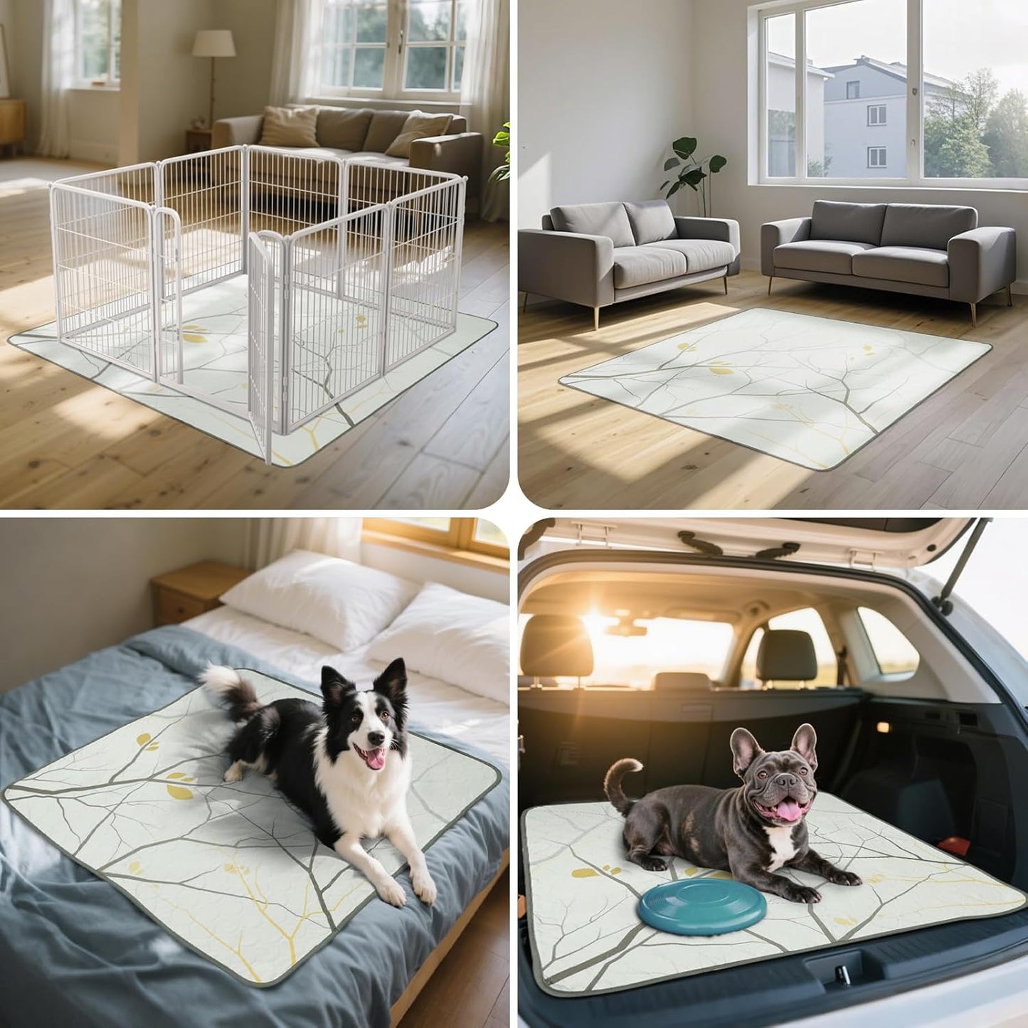 FXW Washable Pee Pads for Dogs, Puppy Pads with Super Absorbent, Specifically Designed for FXW Rollick/Homeplus 32 inch 8 Panels Dog Playpen, 71" Square, Branch, 1 Pack