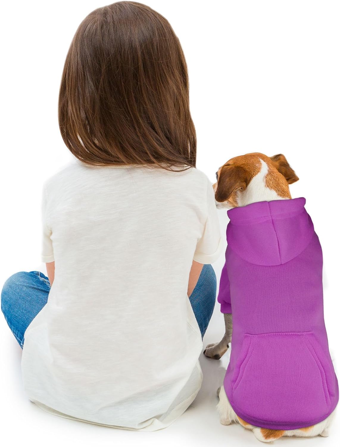 Dog Sweaters for Medium Dogs Dog Hoodie Dog Sweater Solid Soft Brushed Fleece Dog Clothes Dog Hoodie Sweatshirt with Pocket(Purple-M)