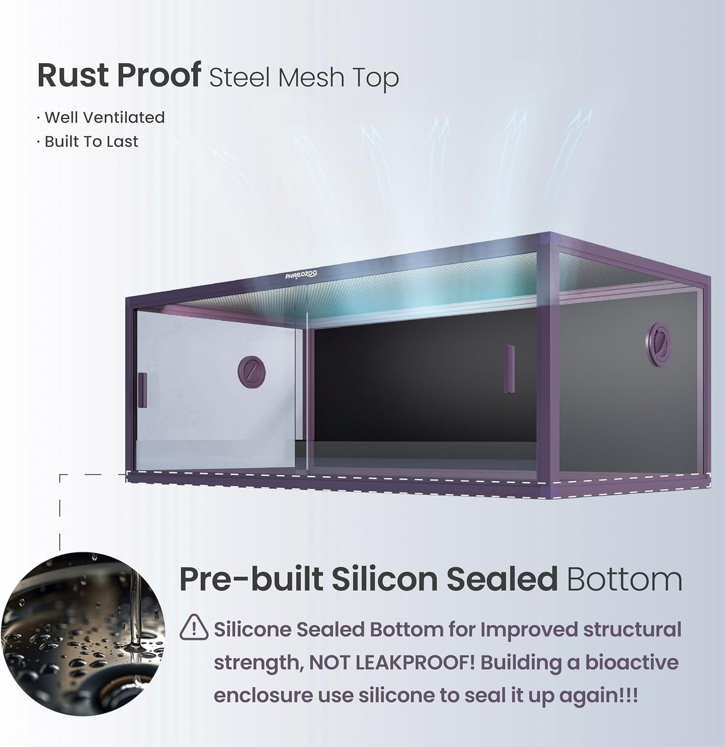 85 Gallon Reptile Tank, Front Opening Snake Tank for Easy Maintenance, Reptile Enclosure with Top Screen Ventilation 48''x24''x18''
