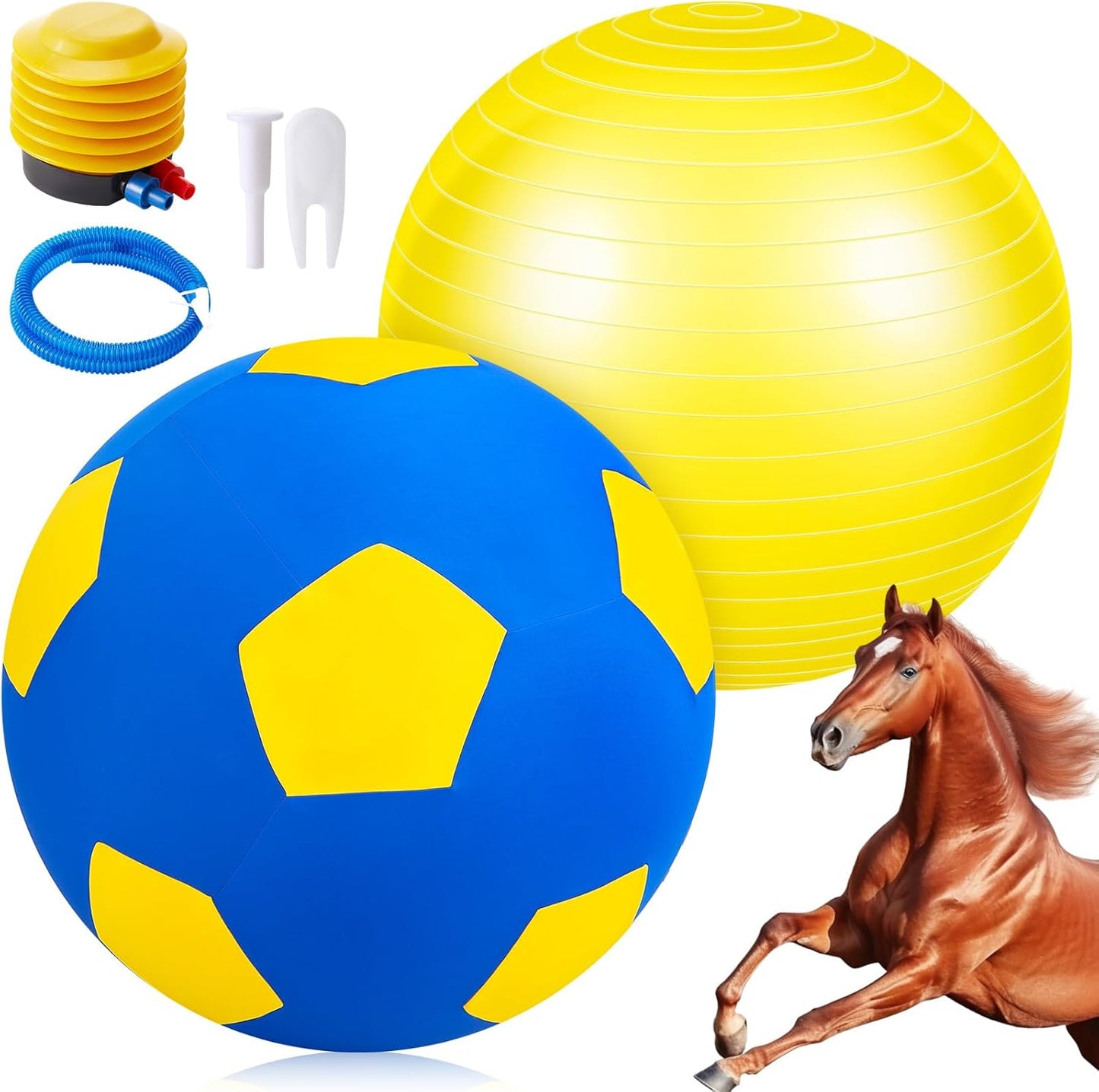 40inch Giant Herding Ball with Ball Cover Anti Burst Please Watch VCR for How to Inflation Horse Toys for Horses Stall Entertainment Play, Pump Included(Yellow,Stylish)