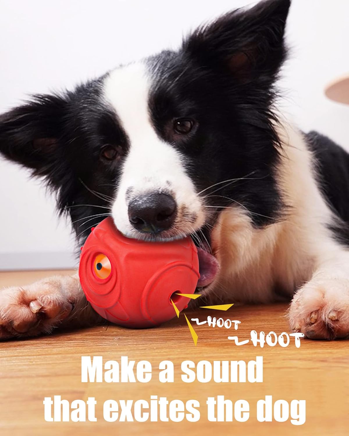 Giggle Ball for Dogs Interactive Dog Toys for Pet Ball Medium Large Dogs Gift for Dog Natural Rubber Cute Owl Hoot (Red Owl)