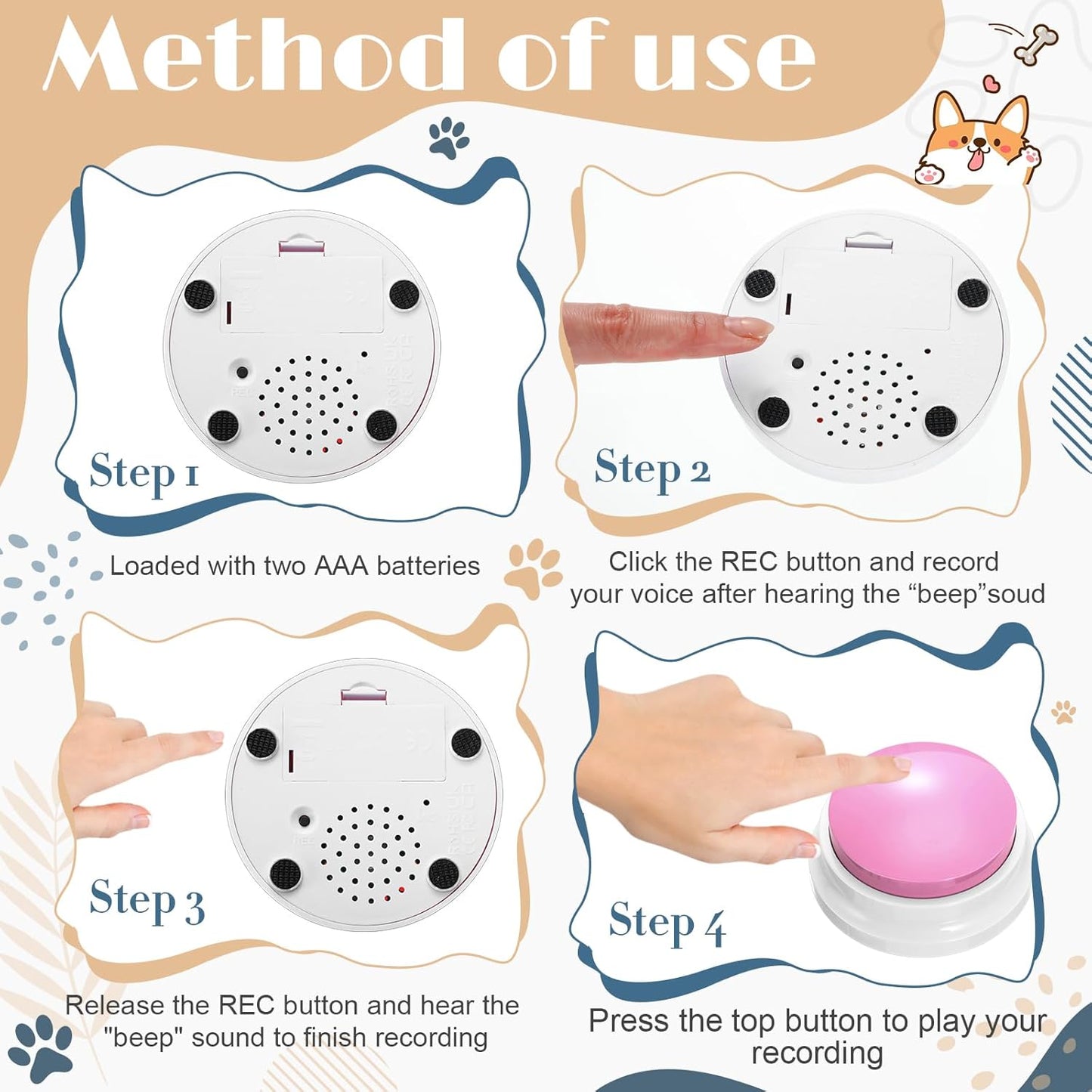 Jerify 16 Pieces Dog Buttons for Communication Voice Recordable Cat Dog Talking Buzzers Set with Stickers 30 Seconds Pet Speech Training Buttons for Pet Cat Training Interactivity(Fresh Colors)