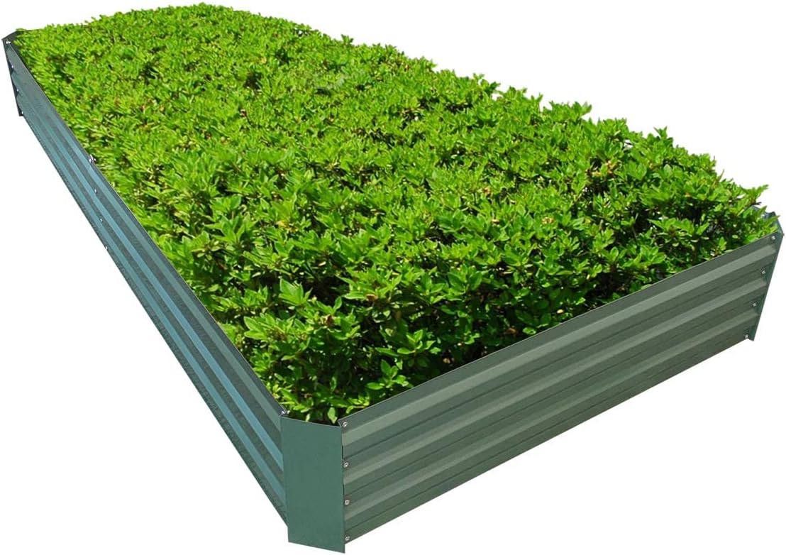 8x4x1ft Metal Raised Garden Bed Kit，Galvanized Garden Bed Box for Vegetables, Flowers, Herbs, and Succulents,240 Gallon Capacity - Green