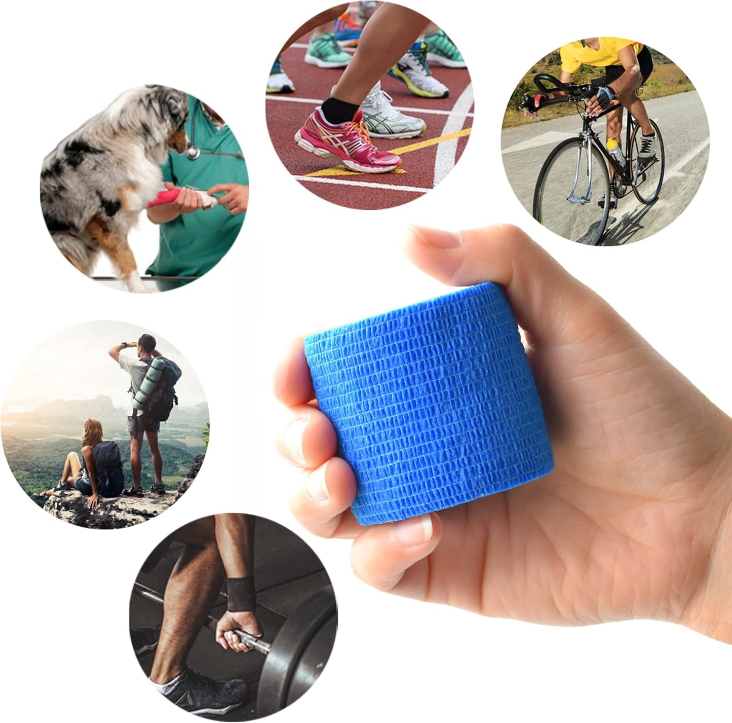 9 Pack 2" x 5 Yards Self Adhesive Bandage Wrap Self Stick Wrap for Ankle, Wrist, Finger, Sports, Breathable Cohesive Vet Tape for Pets (Dark Blue)