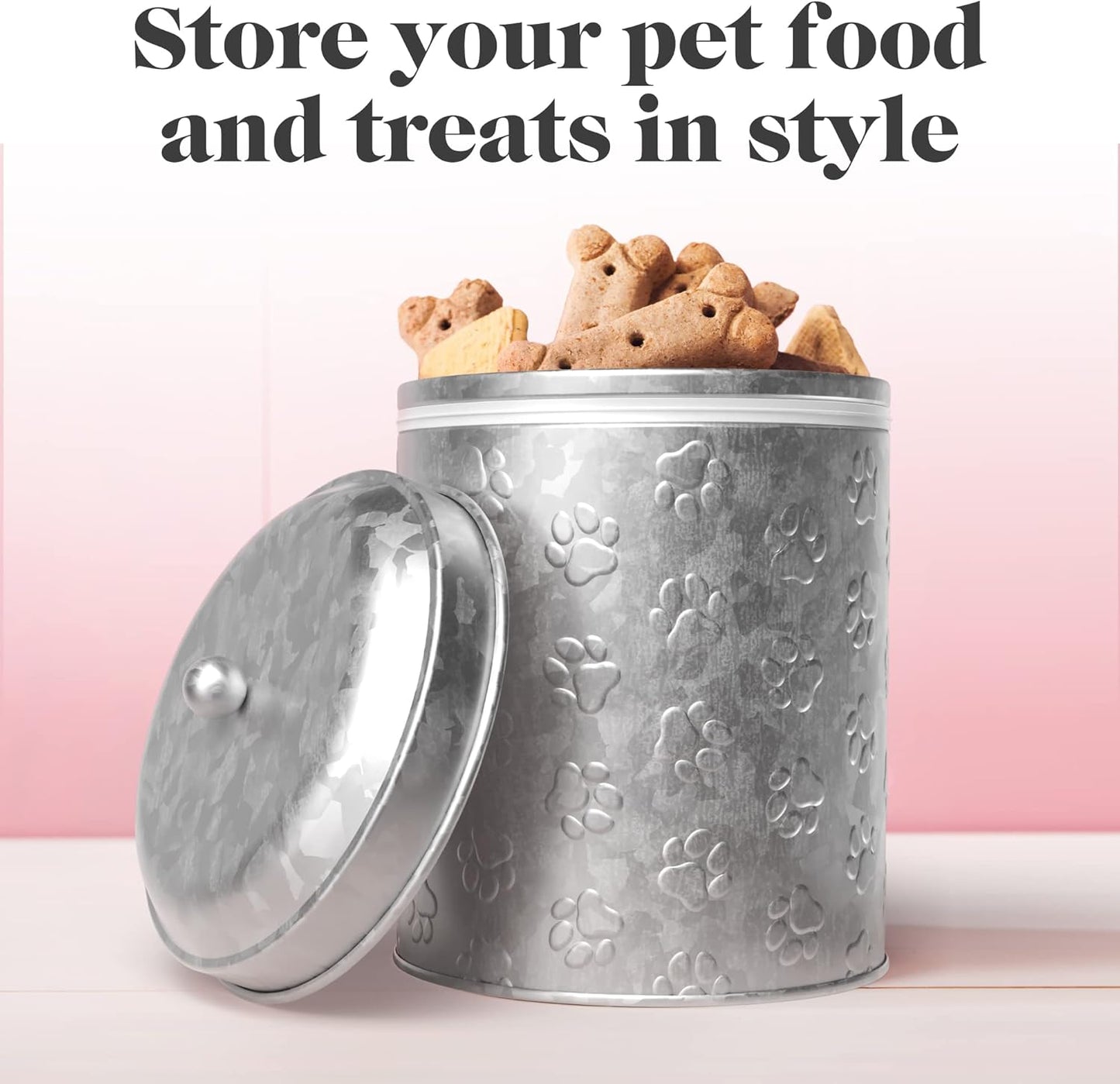Amici Home Puppy Paws Galvanized Metal Food Canister (7CDI071)