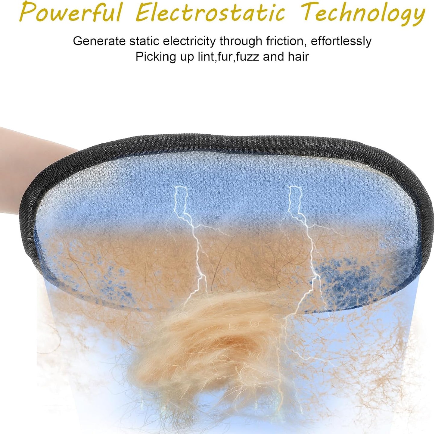 2Pcs Pet Hair Removal Gloves, Reusable Pet Cat Dog Hair Removal Grooming Gloves, Electrostatic Cat Grooming Glovee for Hairs Removals, for Couch, Furniture, Carpet, Car Seat