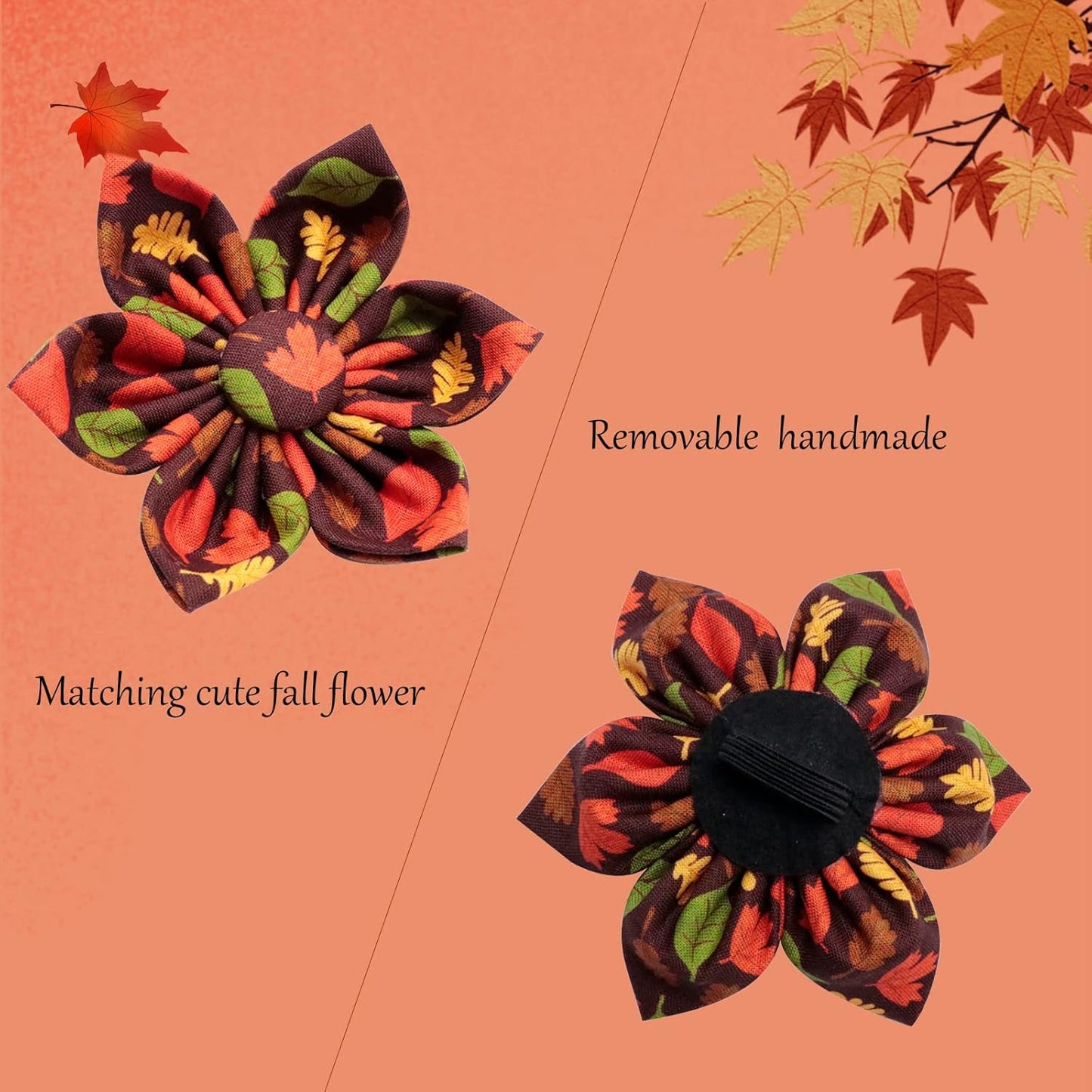 Unique style paws Fall Dog Collar with Bow, Puppy Collar Pet Gift Adjustable Dog Collar Soft and Comfy Bowtie Collars for Large Girl or Boy Dogs