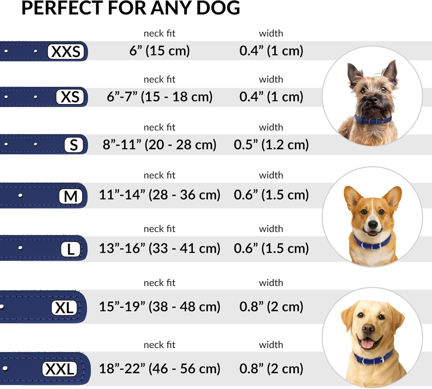 CollarDirect Rolled Leather Dog Collar, Soft Padded Round Puppy Collar, Handmade Genuine Leather Collar Dog Small Large Cat Collars 13 Colors (8-11 Inch, Deep Blue Smooth)