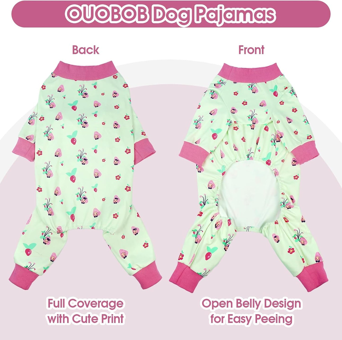 4-Legged Dog Pajamas for Medium & Large Dogs - Soft Cotton Dog Pjs Onesie with 4-Way Stretch, Cozy Breathable Pet Sleepwear for Cold Weather & Indoor Lounging - Green XL