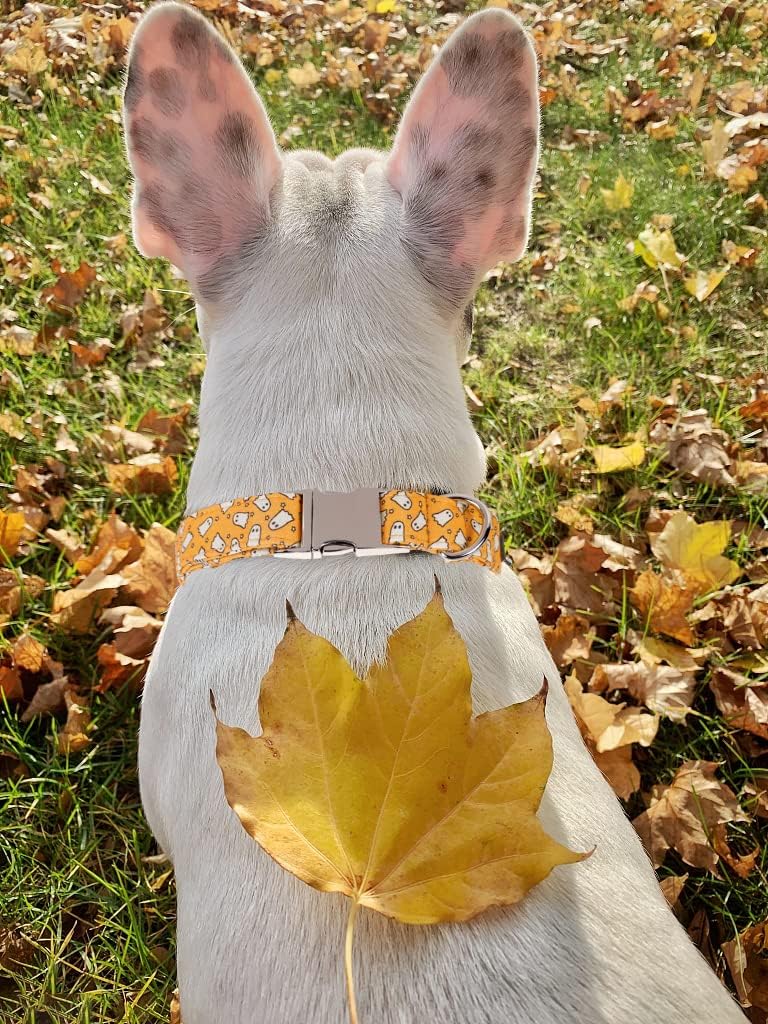 Lionet Paws Halloween Dog Collar with Bowtie - Cute Cotton Adjustable Fall Bowtie Dog Collar with Metal Buckle for Small Medium Large Dog Girl Boy Gift, S, Neck 10-16in