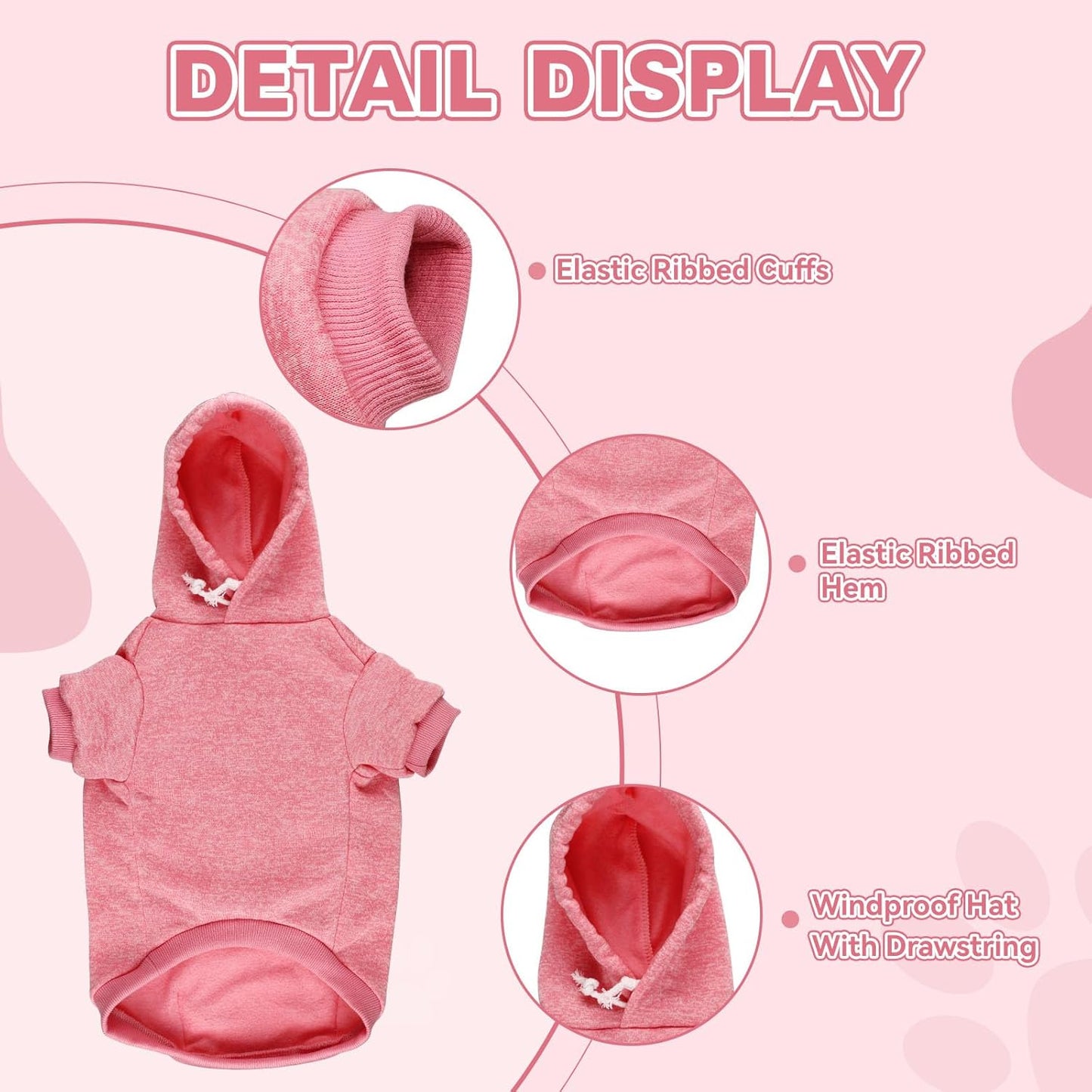 Dog Sweaters for Large Dogs Dog Hoodie Fleece Sweater Soft Pet Clothes Sweatshirt with Pocket Pet Hoodie for Large Dogs(Pink&XL)