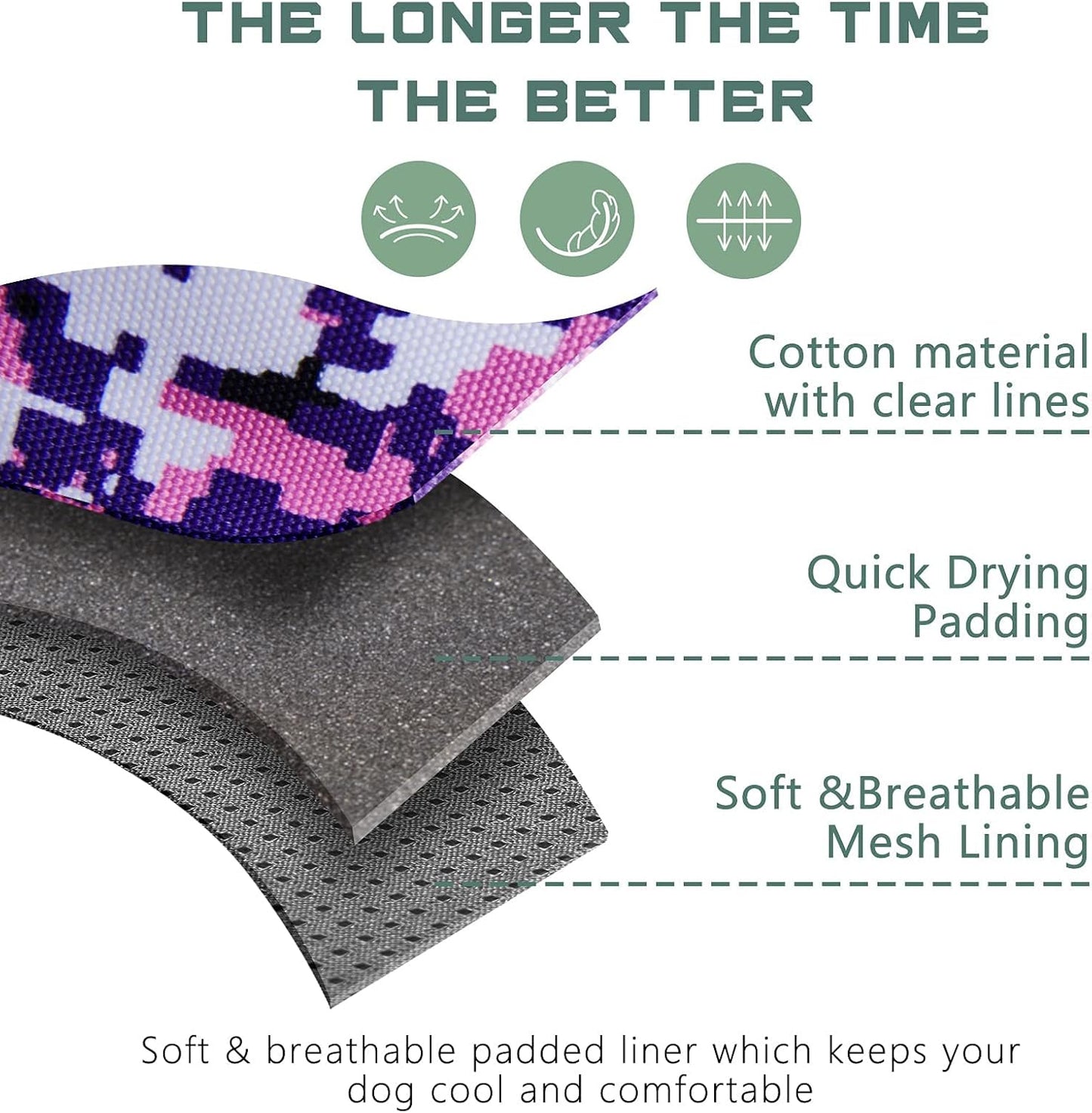 BUMBIN Tactical Dog Harness for Small Dogs No Pull, Famous TIK Tok No Pull Puppy Harness, Fit Smart Reflective Pet Walking Harness for Training, Adjustable Dog Vest Harness with Handle Purple Camo S