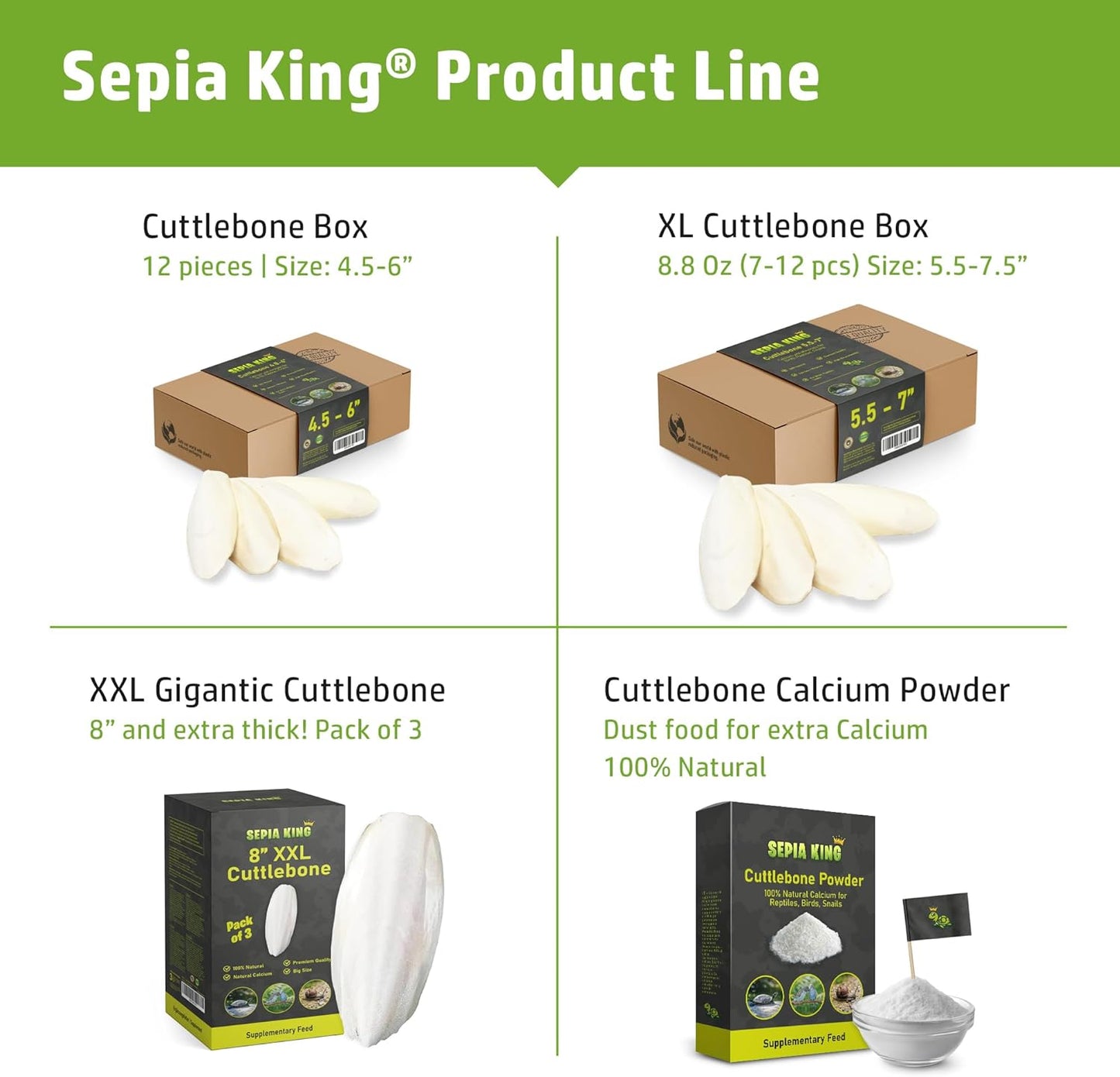 Crushed - 100% Natural Calcium Supplement - Premium Cuttlebone Perfect for Birds, Tortoises, Snails, Reptiles - 3.5 oz