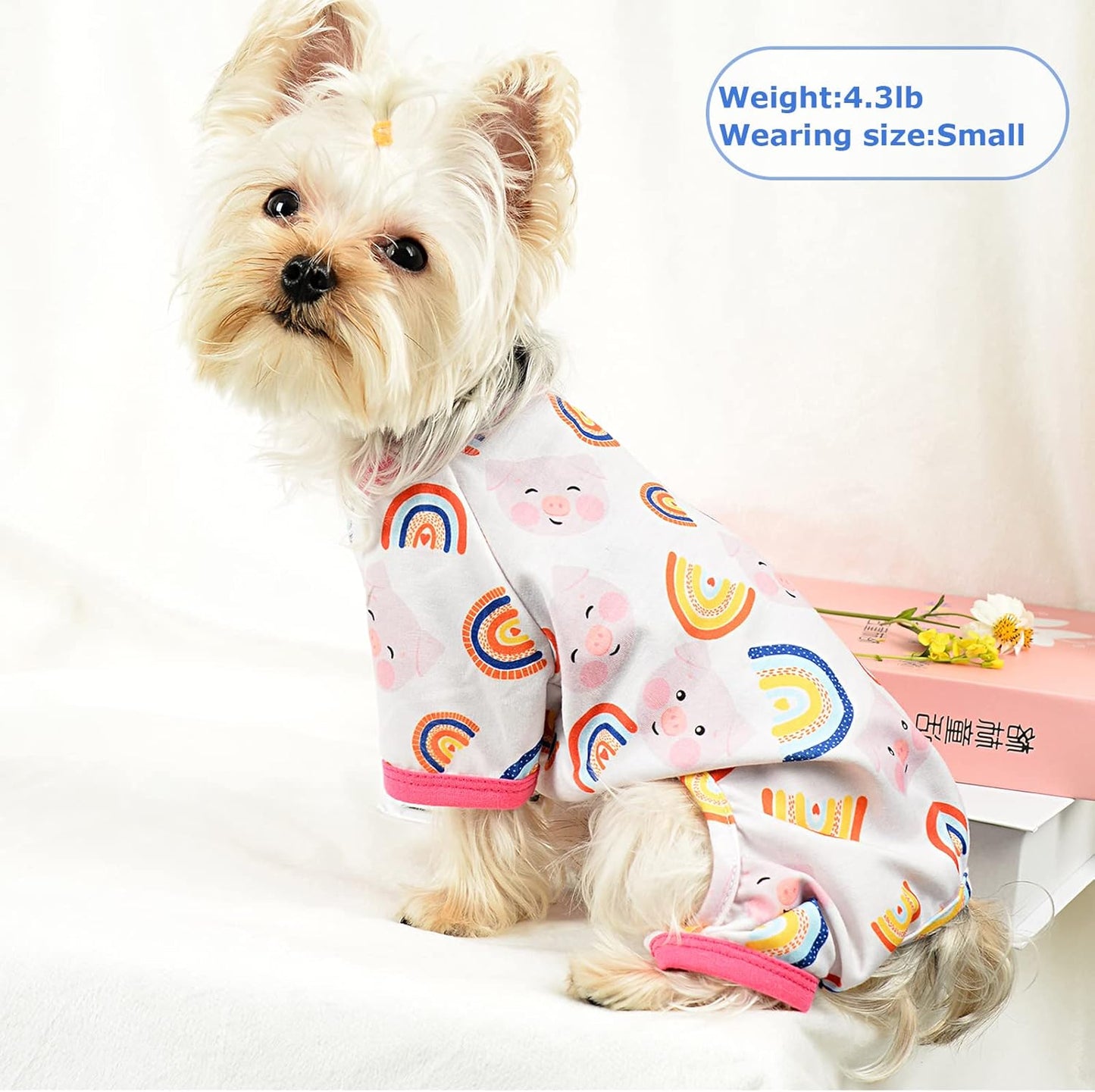 Dog Pajamas Pjs Spring Summer Dog Clothes for Small Dogs Girl - Boy - Medium Size Dogs, Soft Stretchy Puppy Clothes Doggie Onesies Cat Pet Jammies Outfit (Pig Pink, Medium)