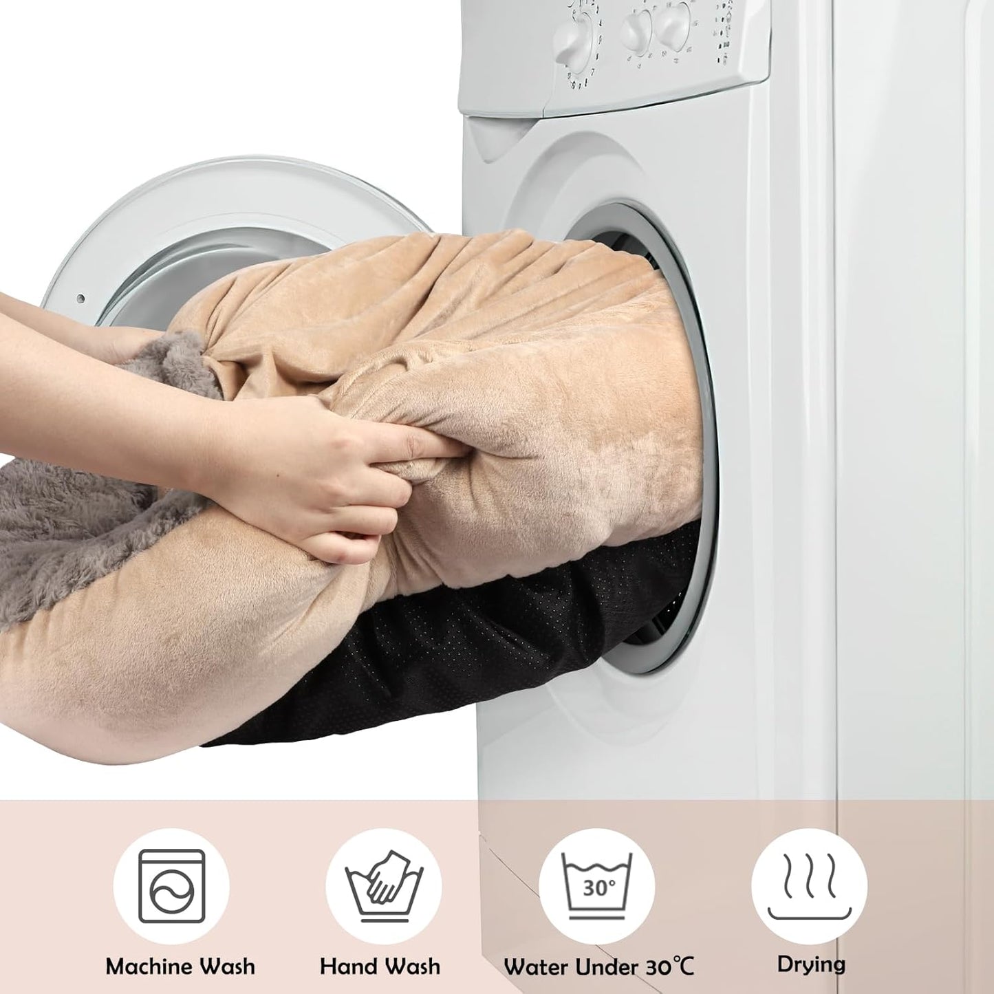 JOEJOY Small Dog Cat Bed With Hooded Blanket, Cozy Cuddler Luxury Puppy Pet Donut Round Calming Anti-Anxiety Burrow Cave - Anti-Slip Bottom, Machine Washable, 23 Inch