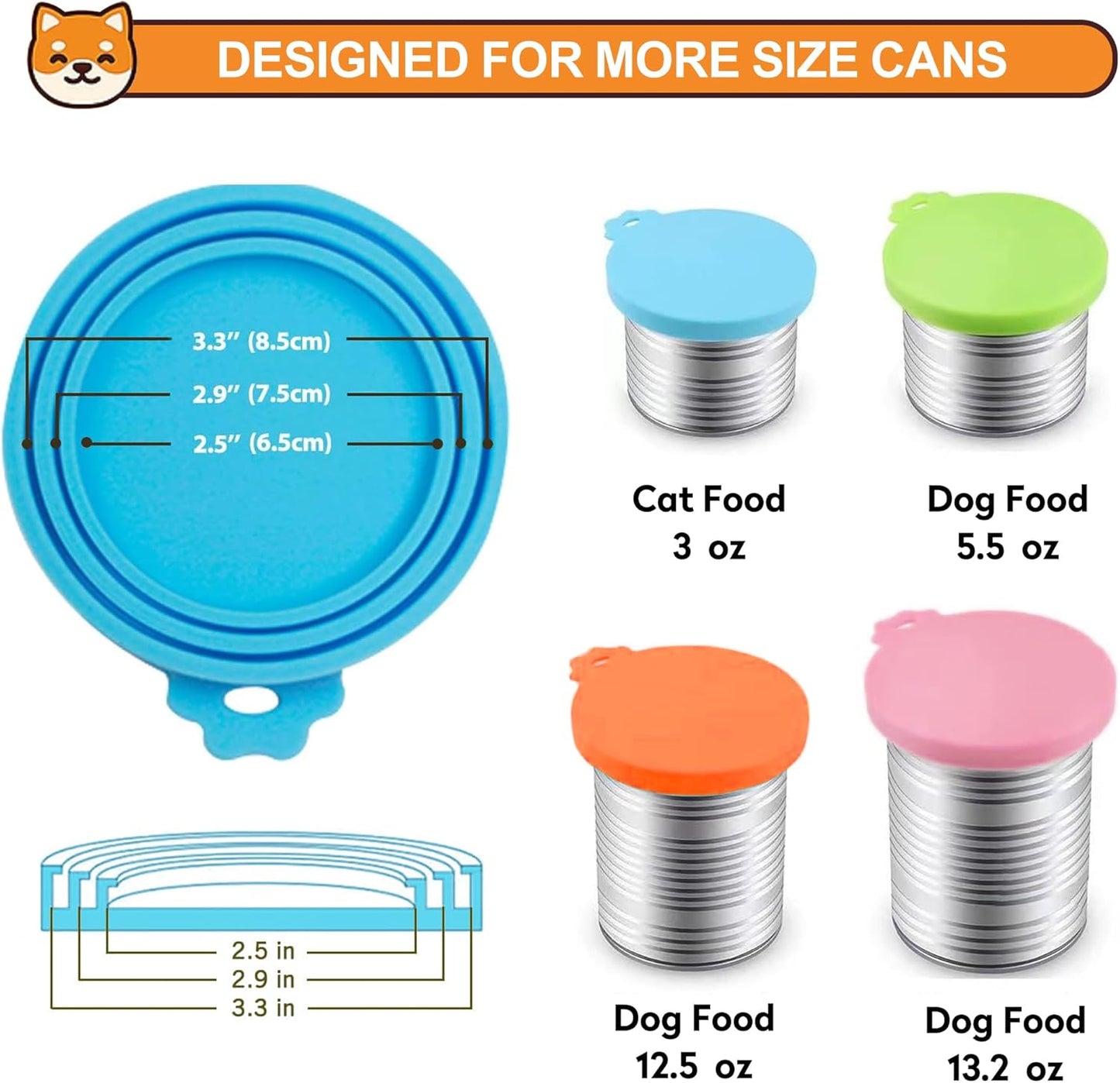 2 Pack Pet Food Cans Lids, Silicone Food Can Covers for Dog and Cat, BPA Free/Food Safe/Universal, One Fit Most Standard Size Food Can Top Red/Blue