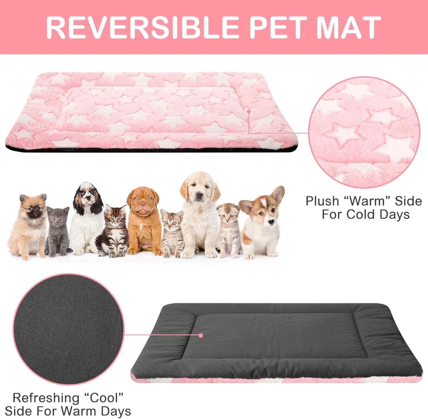 4 Pcs Washable Dog Crate Mat Kennel Pad Replaceable Reversible Pet Bed Pad for Crate Pet, Sleeping Mat for Small, Medium, Large Dog Machine Washable(18 x 24 x 1.6 Inch,Colorful)