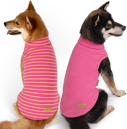 KYEESE 2Pack Dog Sweater Pullover Dog Sweaters for Small Dogs Girl Stretchy Pet Sweatshirt Small Pets Sweaters Turtleneck Pet Coats Soft Dogs Clothes