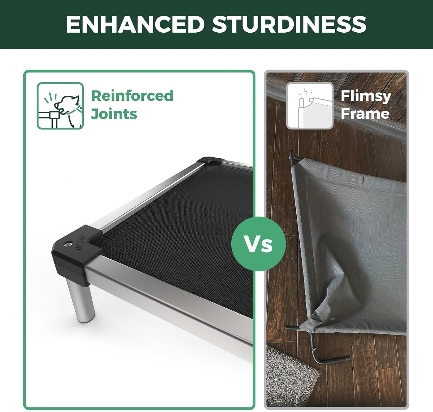 FXW TitanNest Chew-Proof Elevated Dog Bed, Raised Cot for Indoor/Outdoor/Camping Use, Durable & Waterproof Cooling Pet Bed for Small Dogs, 35.0" L x 22.0" W x 4.5" H, Black