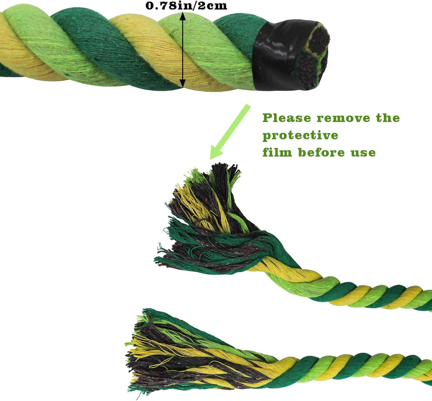 78.7 Inches Cotton Climbing Rope Toy, Lengthen & Bold Bird Ladder Bridge, Swing Rope Toys, Parakeet & Cockatiel Macaw African Grey Parrot Cage Accessories