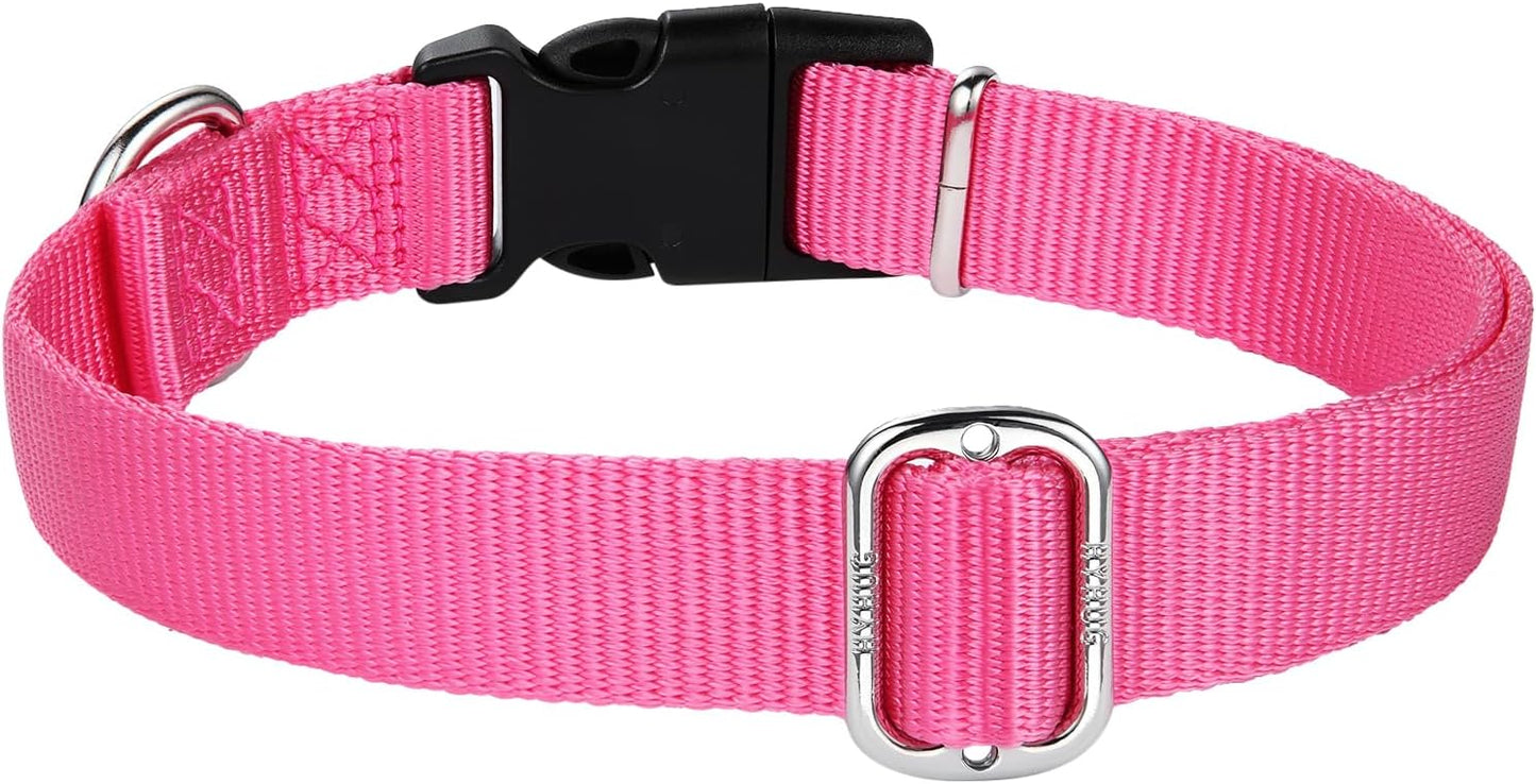 Hyhug Small Dog Collar Quick-Release Pink| Heavy-Duty Nylon Puppy Collar, Adjustable & Durable Pet Supplies for Boy & Girl Dogs (Small, Candy Pink)