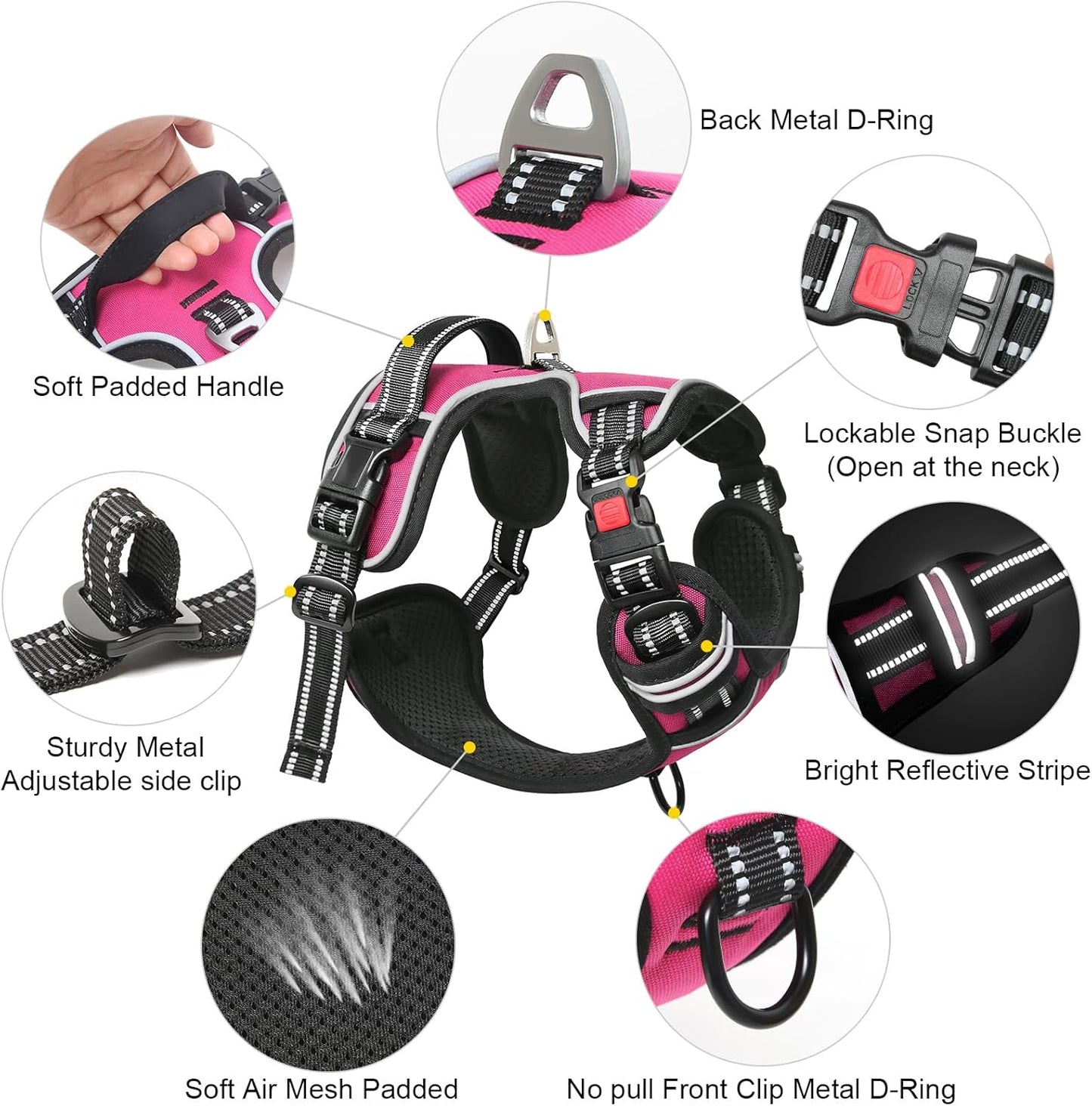 Timos No Pull Dog Harness, No Choke Front Lead Dog Reflective Harness, Adjustable Soft Padded Pet Vest with Easy Control Handle for Small Medium Large Dogs, XS