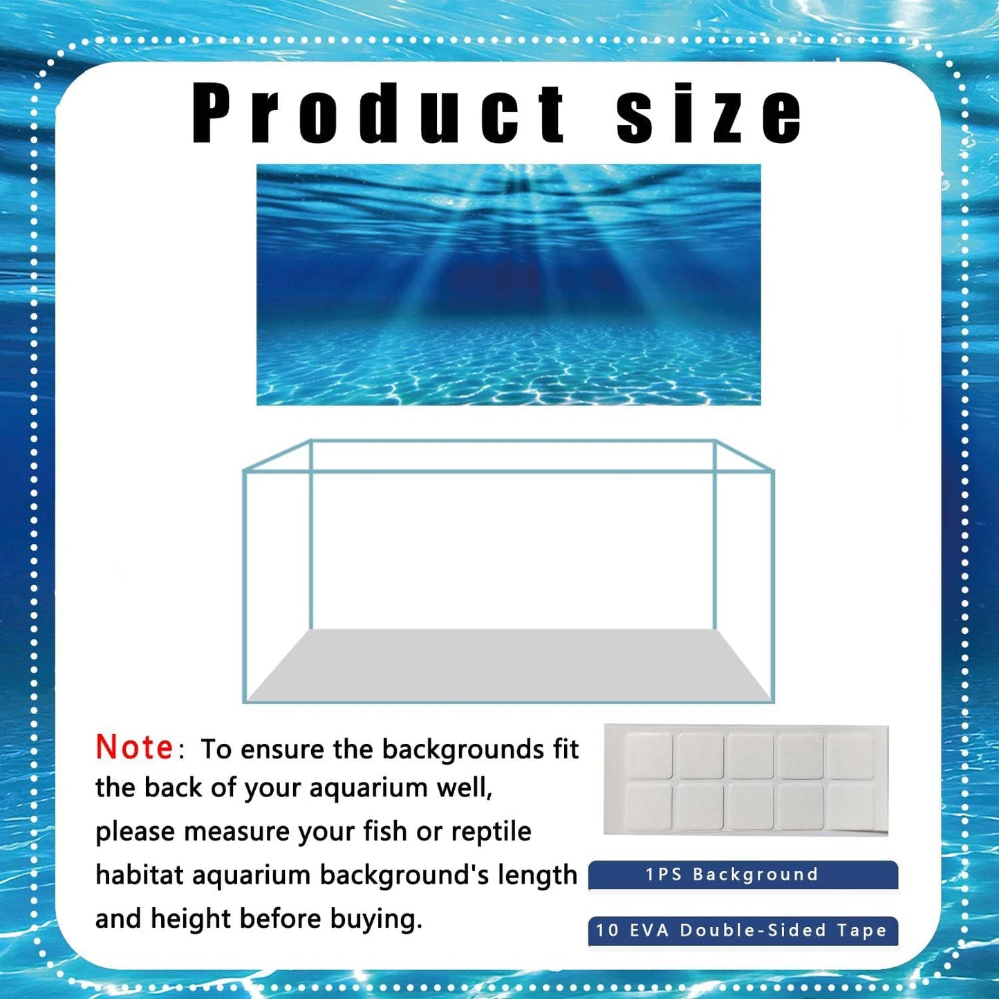 30X12IN Natural Undersea Aquarium Background, Underwater Ocean Sunlight Fish Tank Background 36X18IN with 8 EVA Double-Sided Tape