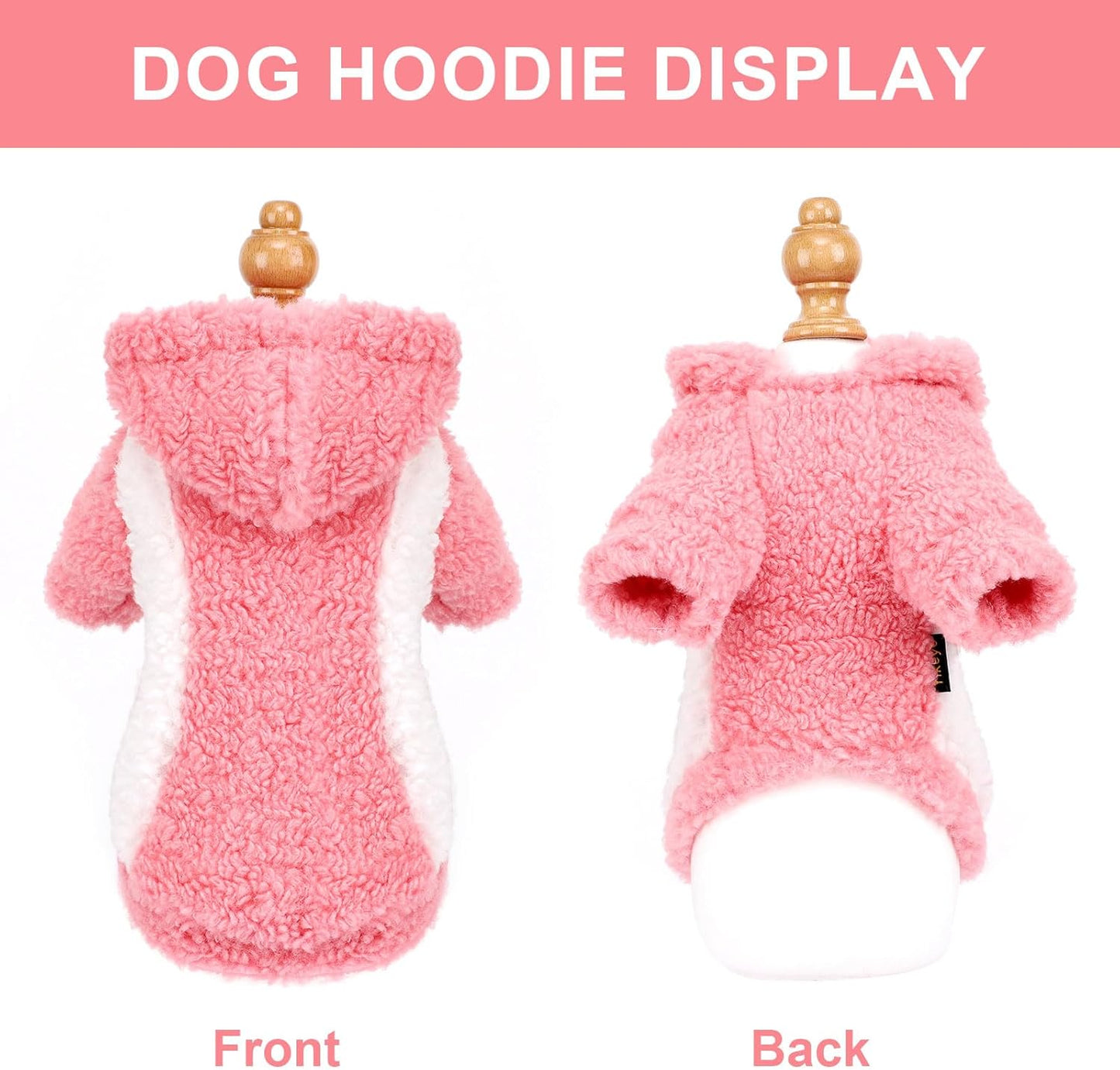 YIKEYO Dog Hoodie Pet Clothes Sweater with Hat Soft and Warm Cold Weather for Small Patchwork Hood(Pink, Small)