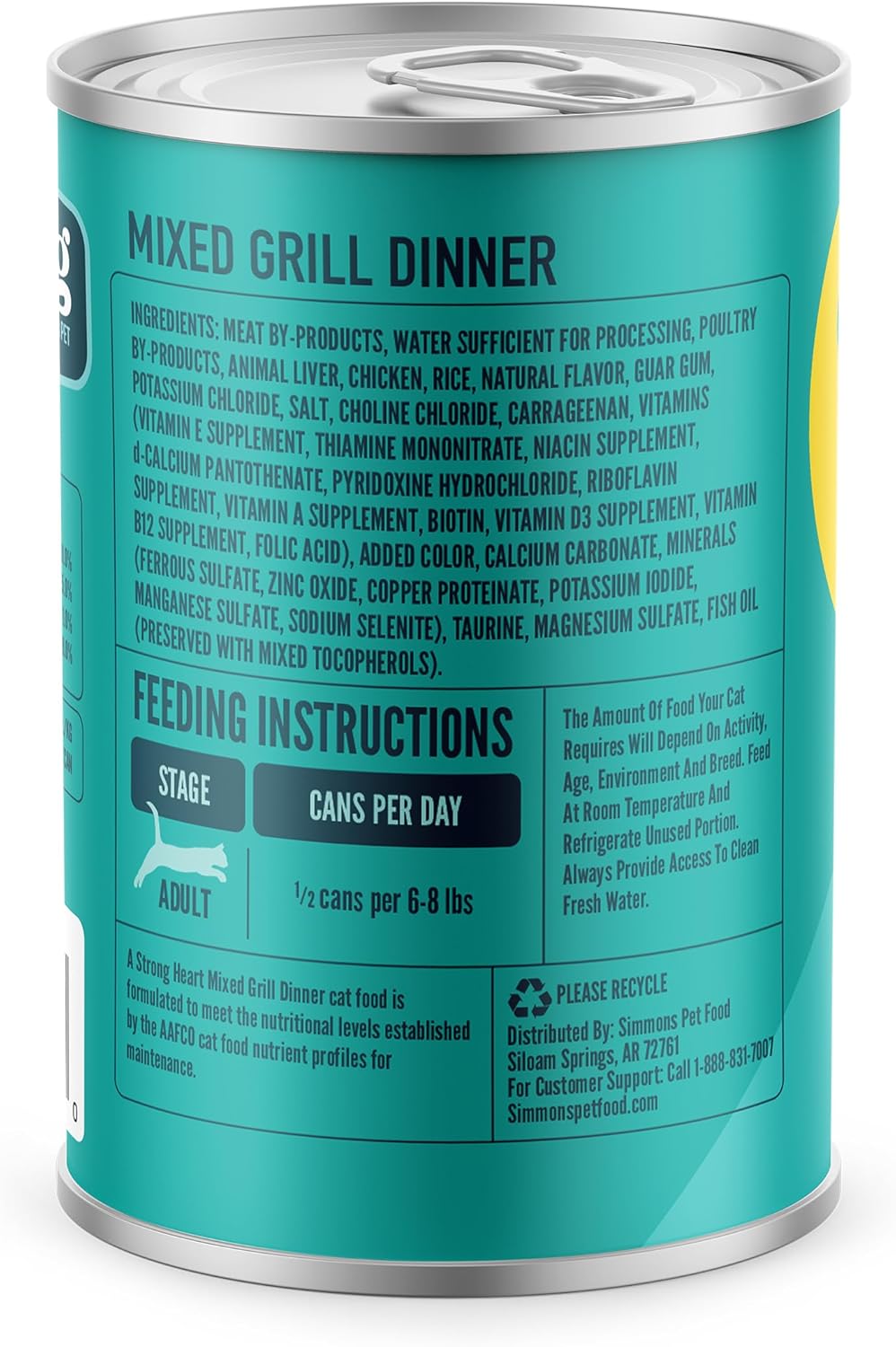 A Strong Heart Canned Wet Cat Food, Mixed Grill Dinner - 13.2 oz Cans (Pack of 12), Made in The USA with Real Chicken & Liver