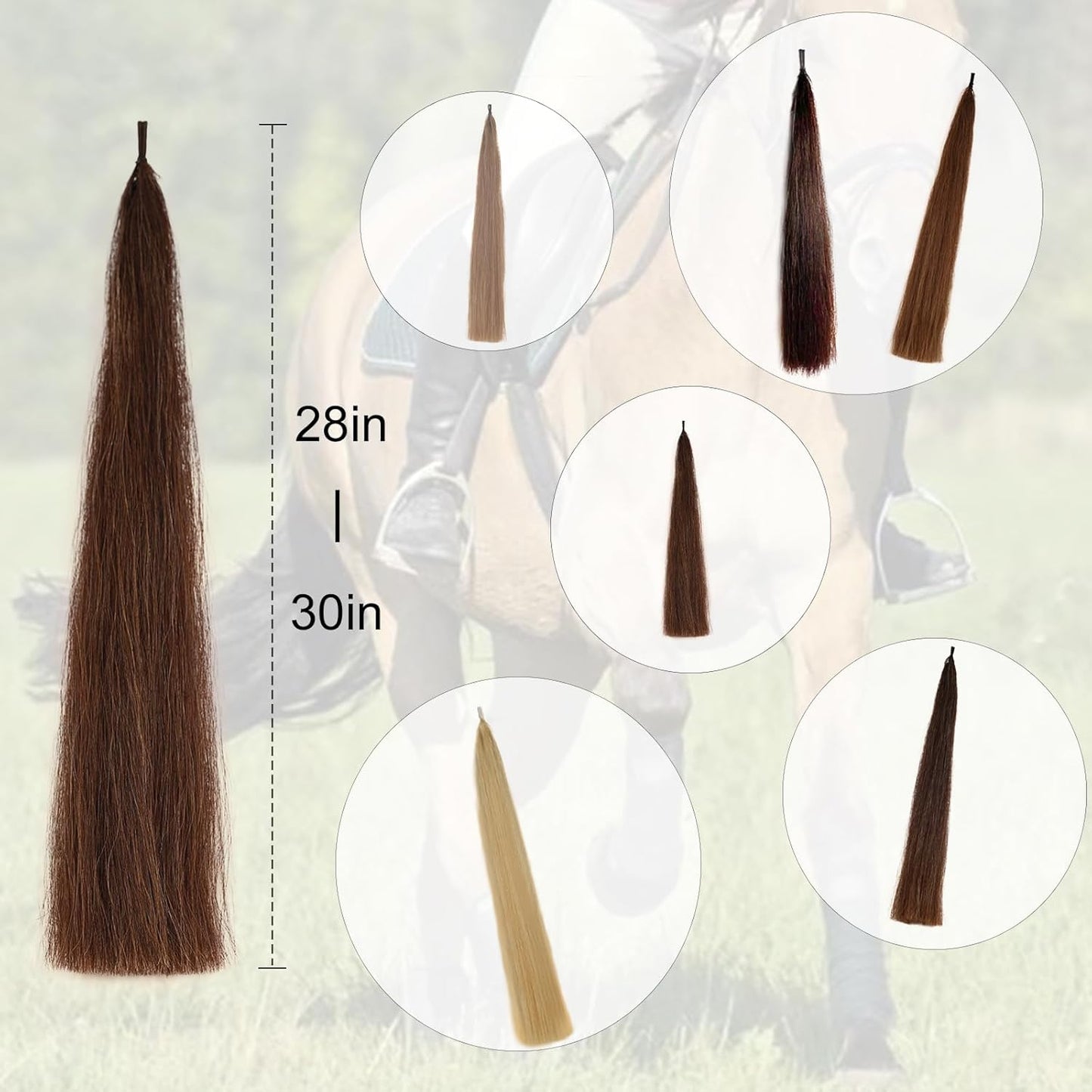 Horse Tail Extensions with Natural Loop Top, Blunt Cut Bottom, 3/8 LB 28-30 Inches Long (red Chestnut)