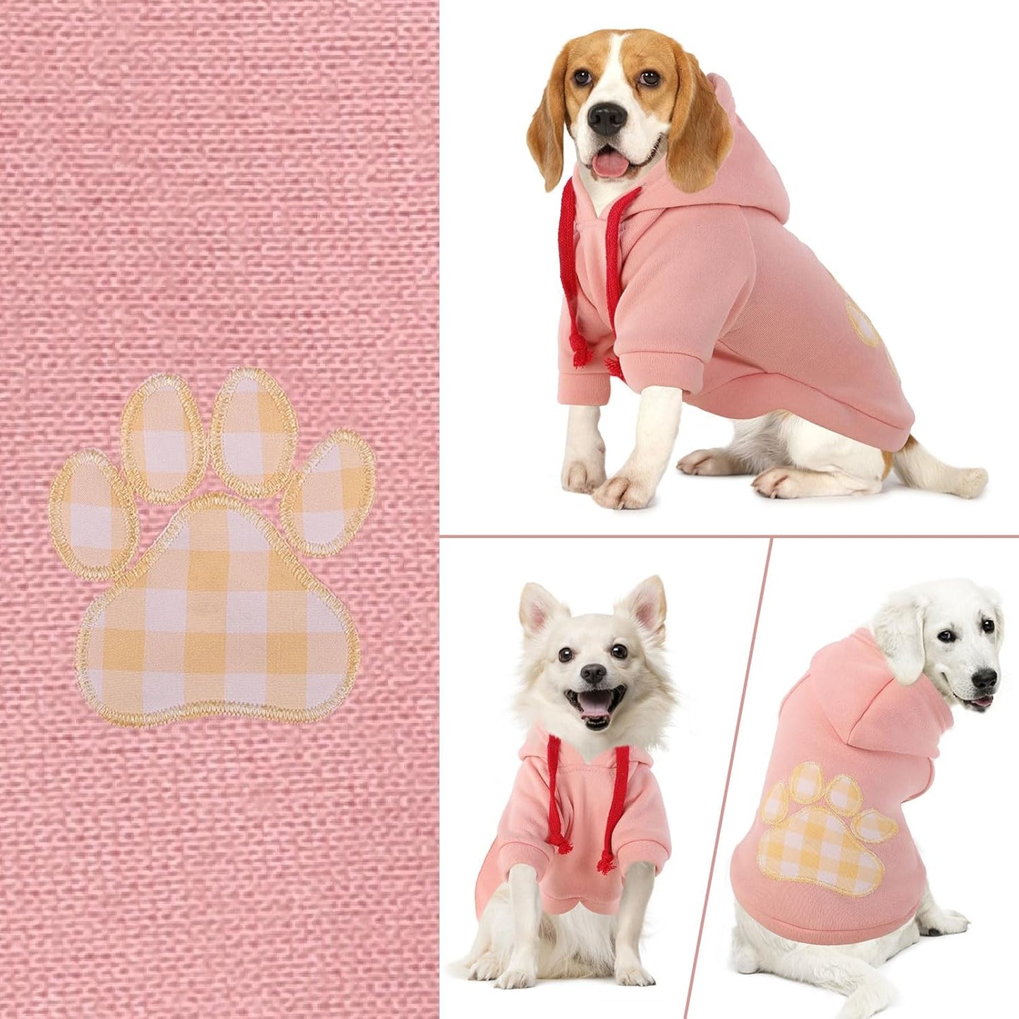 SAWMONG Dog Hoodie,Flannel Pet Hooded Sweater with Hat Puppy Pullover Sweater Shirt,Dog (Pink,3XL)