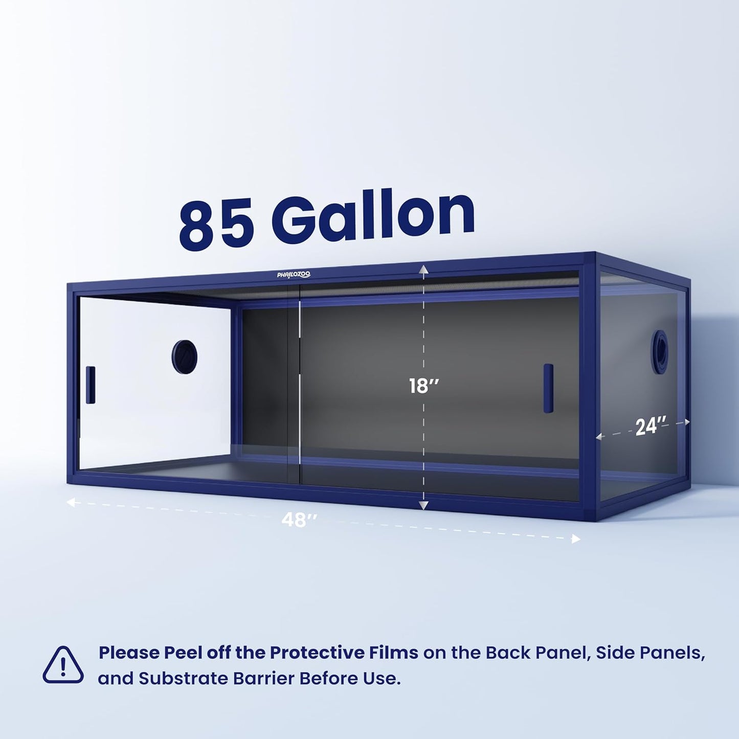 85 Gallon Snake Enclosure, Front Opening Reptile Tank for Easy Maintenance, Reptile Terrarium with Top Screen Ventilation 48''x24''x18''