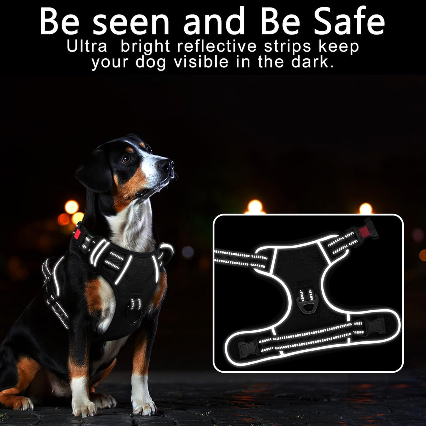 Timos Dog Harness,NO Need Go Over Dogs Head 3 Snap Buckles Pet Harness with 2 Leash Clips,Adjustable Soft Padded No-Pull,Reflective No-Choke Oxford Vest for Small Medium Large Dogs,X-Large(Packof1)