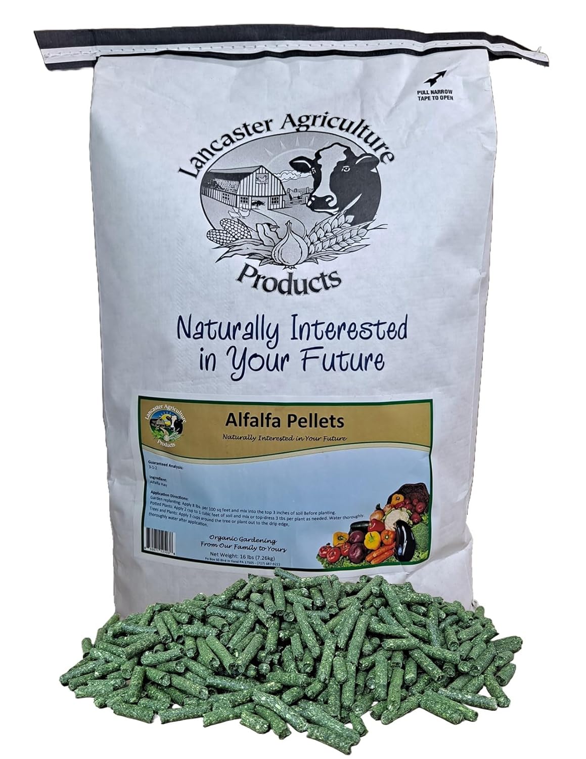 Alfalfa Meal Pellets 16 Pounds Organic Fertilizer for Flowers, Vegetables & Trees - Ideal Rabbit Food, Hamster Food, Timothy Hay Alternative - Lancaster Agriculture Products (16 Pounds)