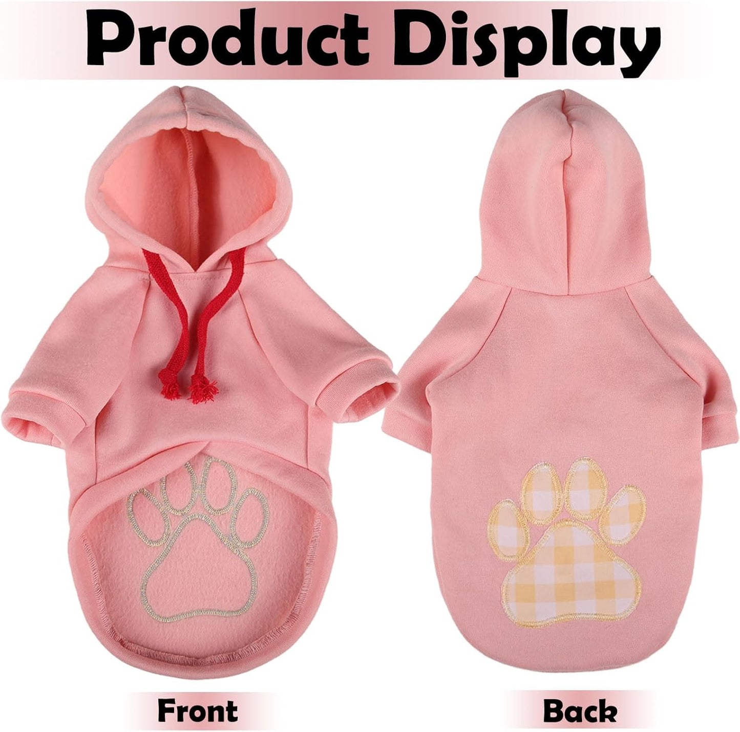 SAWMONG Dog Hoodie,Flannel Pet Hooded Sweater with Hat Puppy Pullover Sweater Shirt,Dog (Pink,2XL)