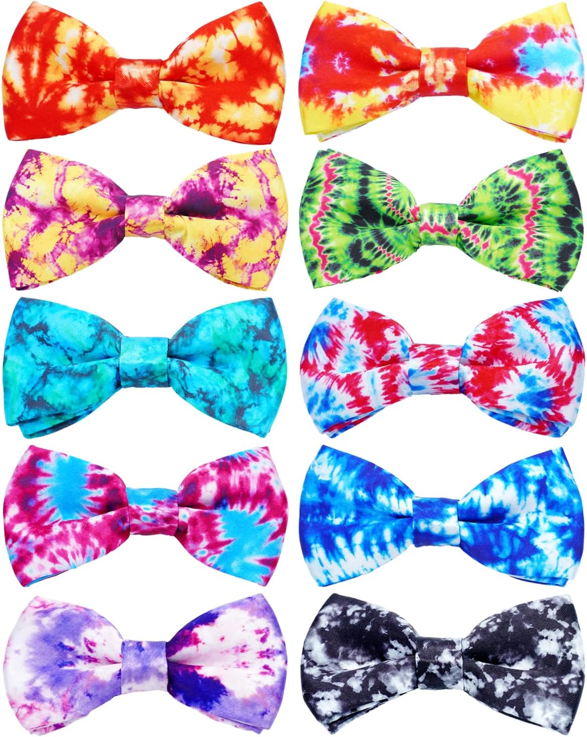 PET SHOW 10 Pack Tie Dye Big Dog Bow Ties for Large Medium Dogs Sliding Collar Attachments Floral Bowties Gradient Colors Bowknots Party Holiday Pet Grooming Accessories(Large)